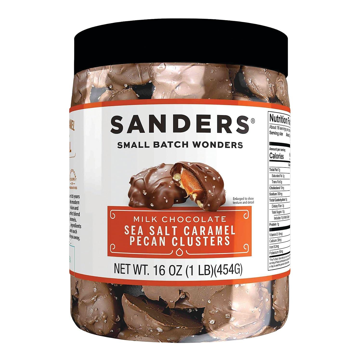 Second Nature Brands Sanders Milk Chocolate Sea Salt Caramel Pecan Clusters - 18 oz Tub