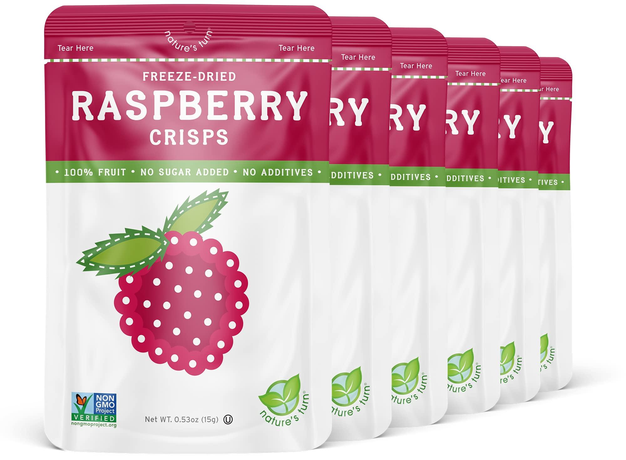 Nature\'s Turn Nature\'s Turn Freeze-Dried Fruit Snacks, Raspberry Crisps, Pack of 6 (0.53 oz Each)
