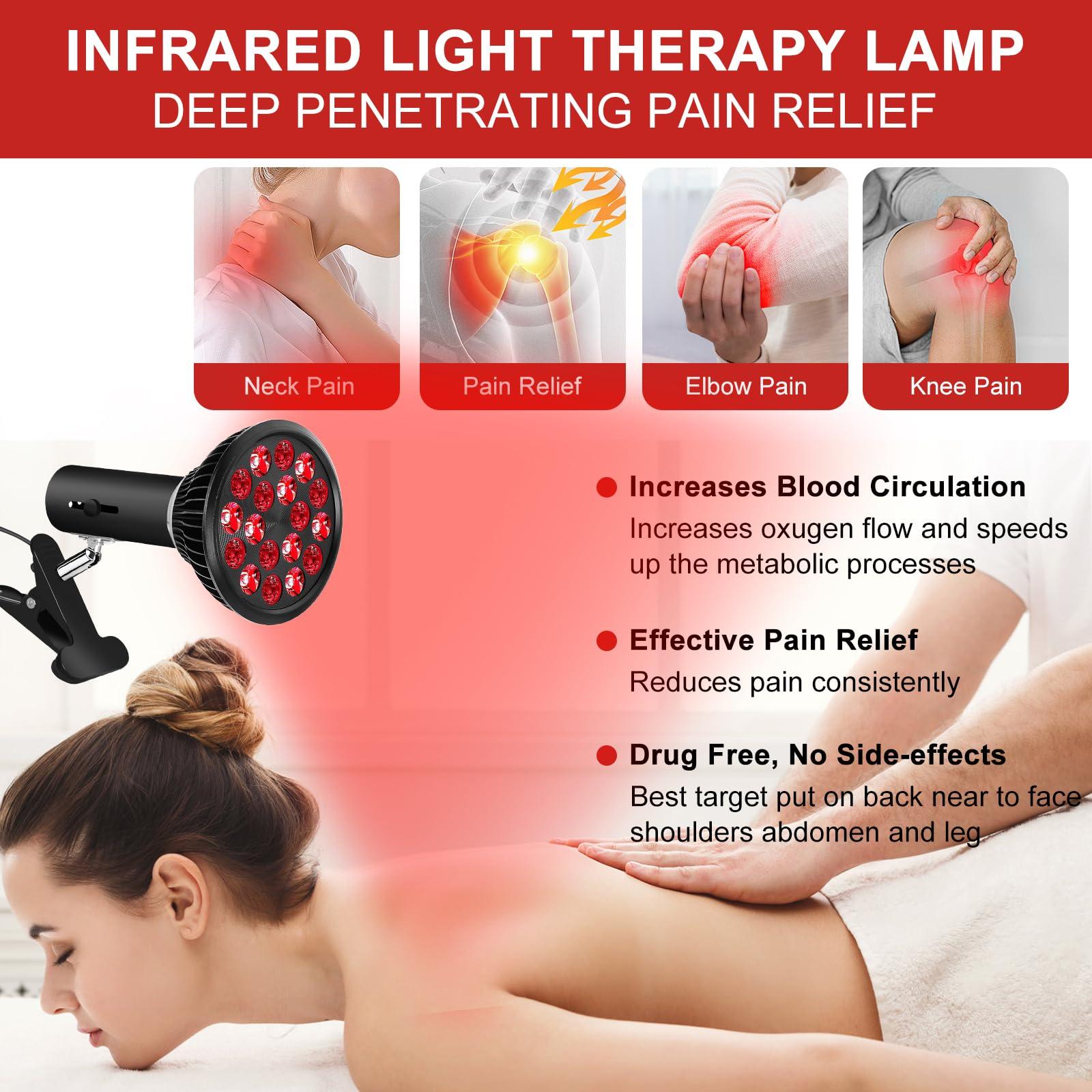 aswaysun Red Light Therapy Bulb with Adjustable Socket Clamp, 18 LEDs Red Light Therapy with Lamp Holder for Body and Face with 660nm Red and 850nm Infrared Light Therapy Device for Skin Care Pain Relief