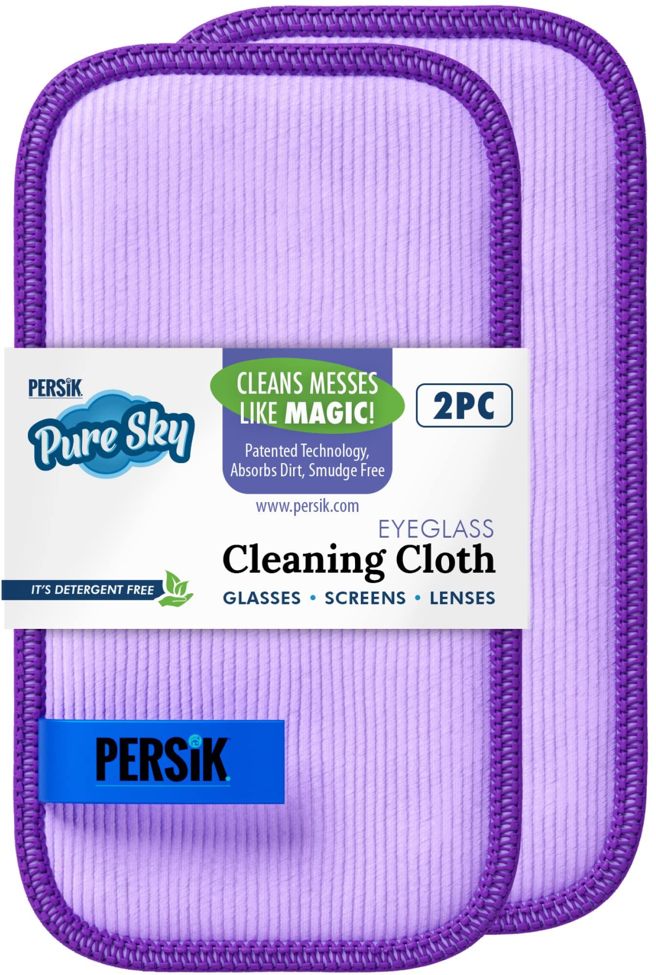 persik persik Pure-Sky Ultra-Microfiber Cleaning Cloth Streak Free - JUST ADD Water No Detergents Needed - Includes Window and Glass Cleaning Towel Pack of 2 + Eyeglasses Cleaning Cloth Pack of 2
