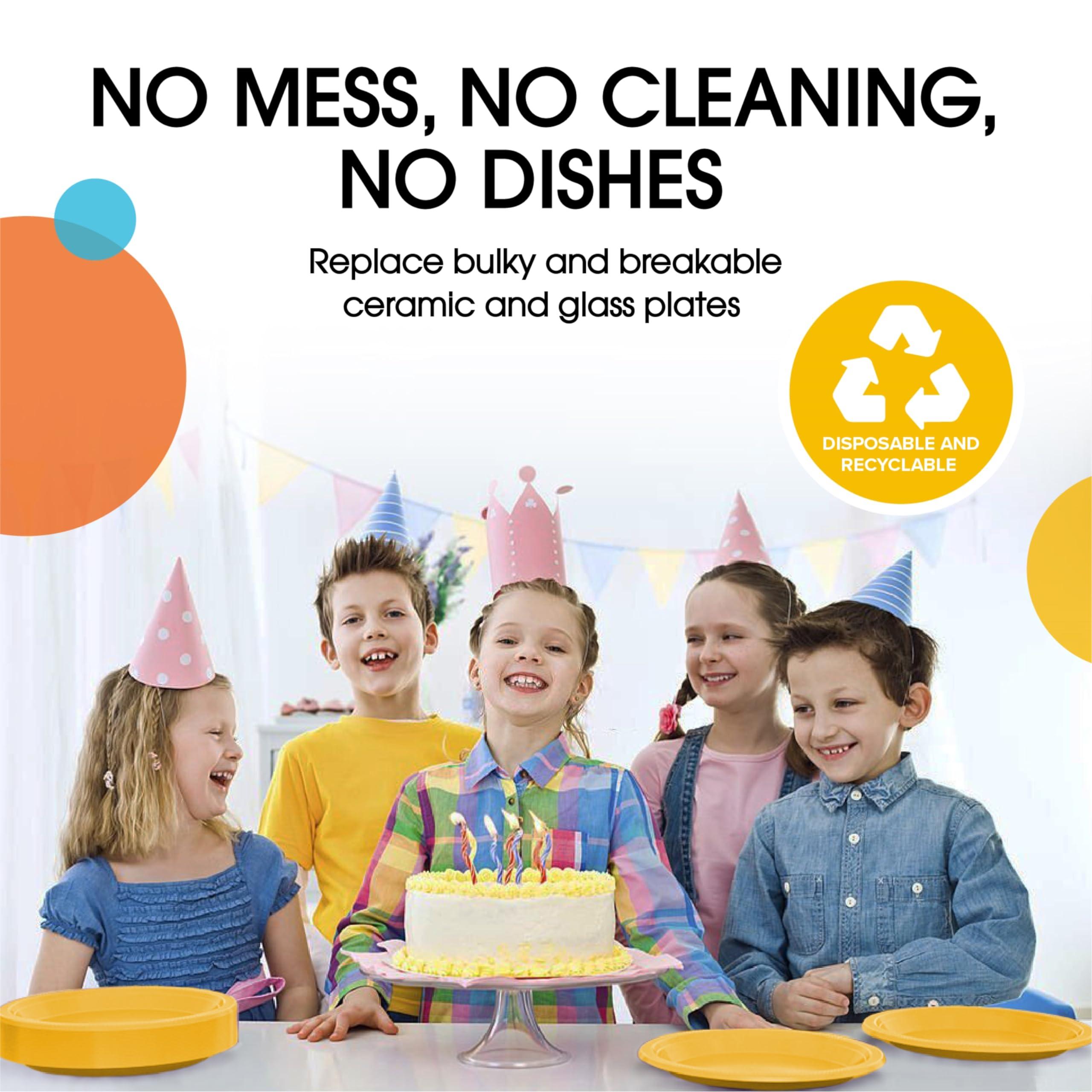 Exquisite Exquisite 9 Inch Yellow Plastic Plates - 600 Count - Solid Color Disposable Plates - Yellow Dinner Party Plates For All Occasions - Yellow Plastic Party Plates For Parties
