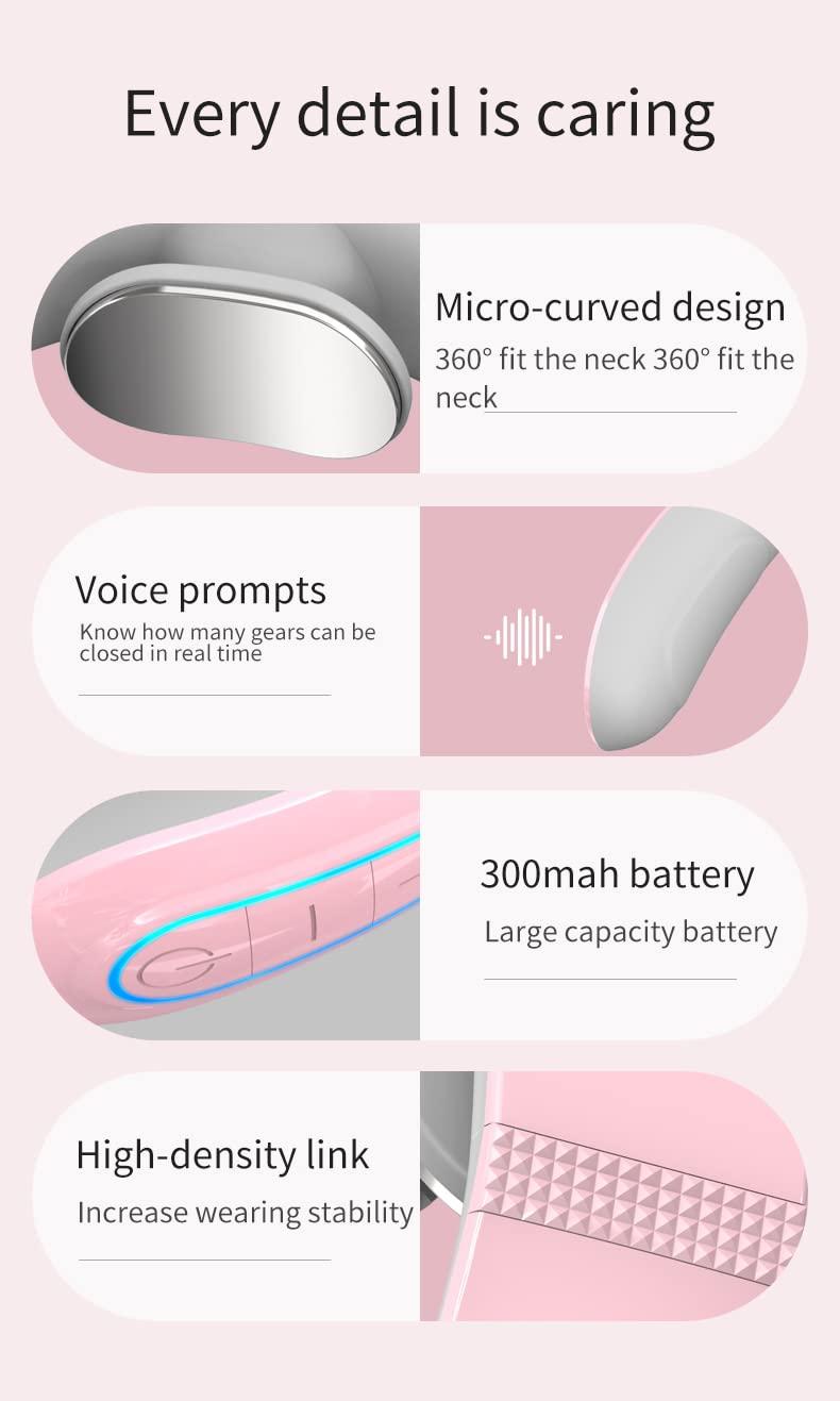 Shengshili Constant Temperature Hot Neck Massager Ultra-Light Smart Shoulder Neck Massager Vibration Massage Massager Small Design Family Travel Giving Woman Man Parent (Pink)