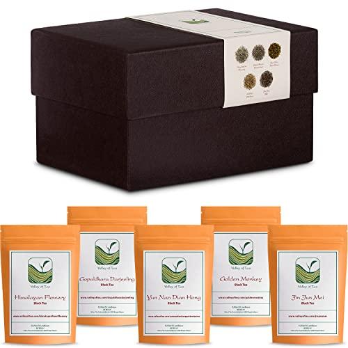 Valley of Tea Black Tea Gift Box Tealover - Specialty Loose tea for tea lovers - Gourmet Black Tea sampler - Famous Black Tea Selection - Tea Sampler Gift Set Box Assorted Tea Gift Set Specialty Tea Gift Set