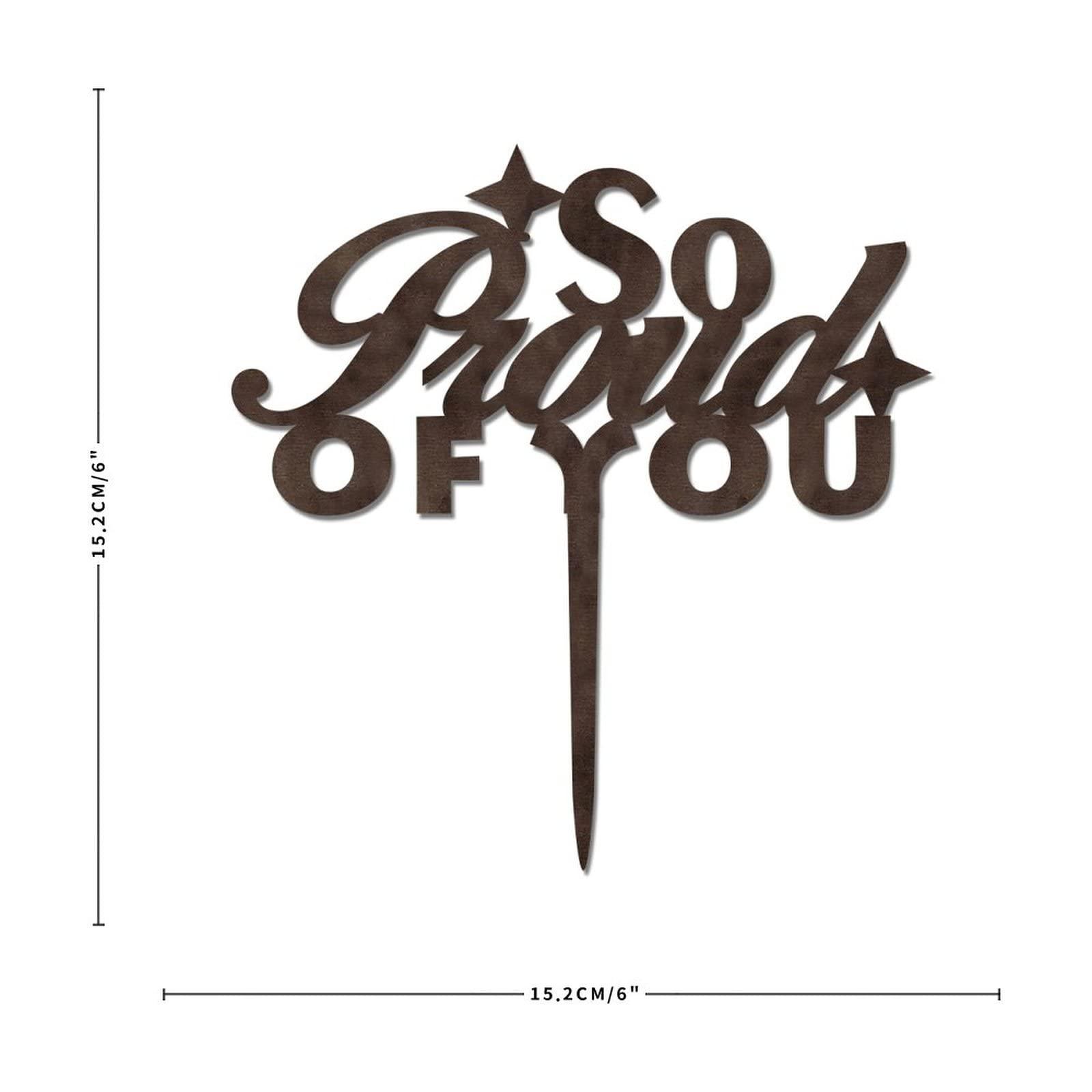 LetusZhogo Graduation Cake Topper, Congratulations Cake Topper, So Proud Of You Cake Topper, Wood Cake Topper