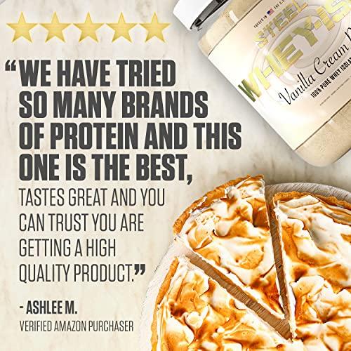 Steel Supplements Steel Supplements Whey-Iso | Whey Isolate Protein Powder | Fast Absorbing | Lean Muscle Growth | Easy Digestion | Gluten Free | Low Carb | 25 Serving (Vanilla Cream Pie)