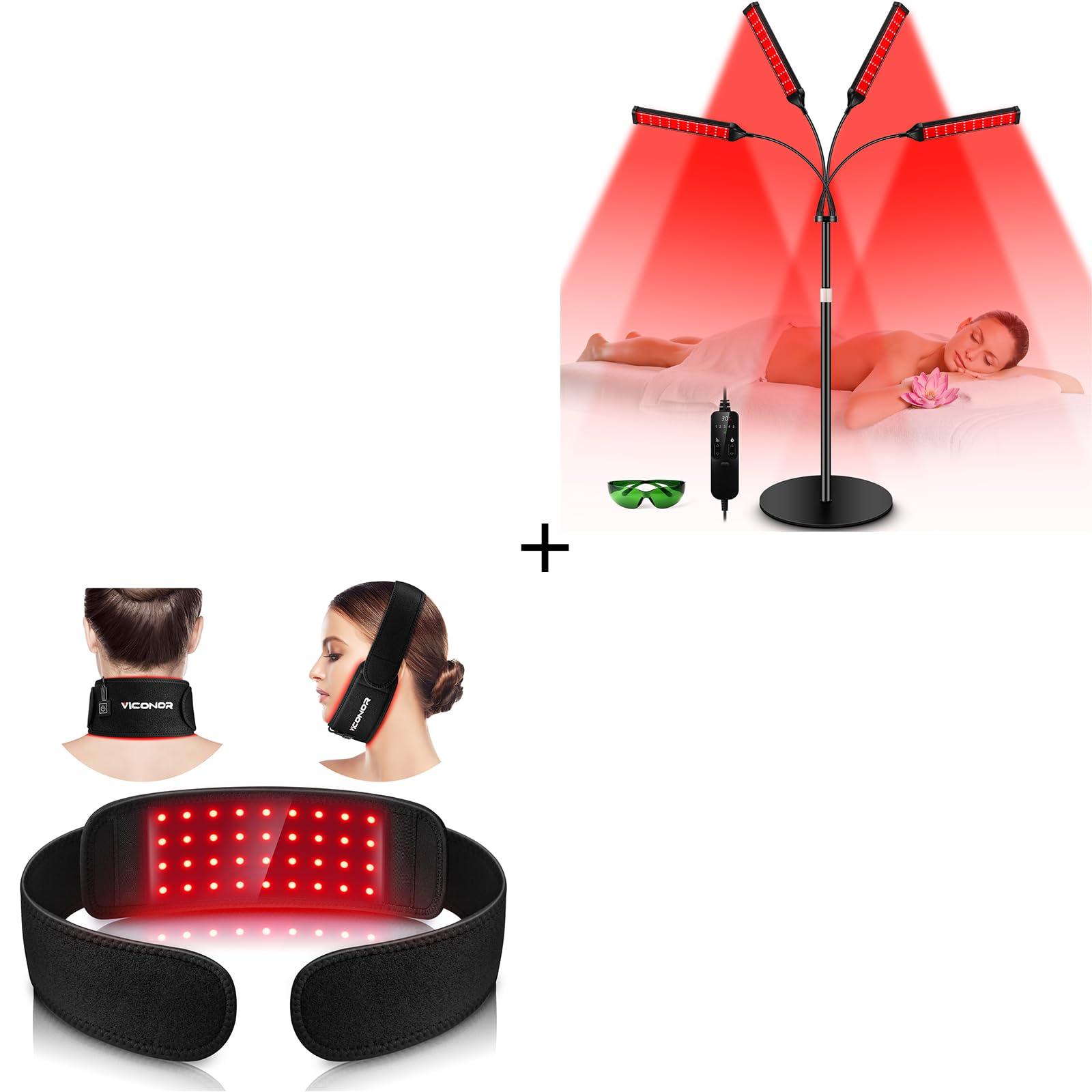 Viconor Viconor Red Light Therapy Lamp 4 Head Infrared Light Therapy for Body Device,Red Light Therapy for Neck, Near Infrared Light Therapy Belt Wearable