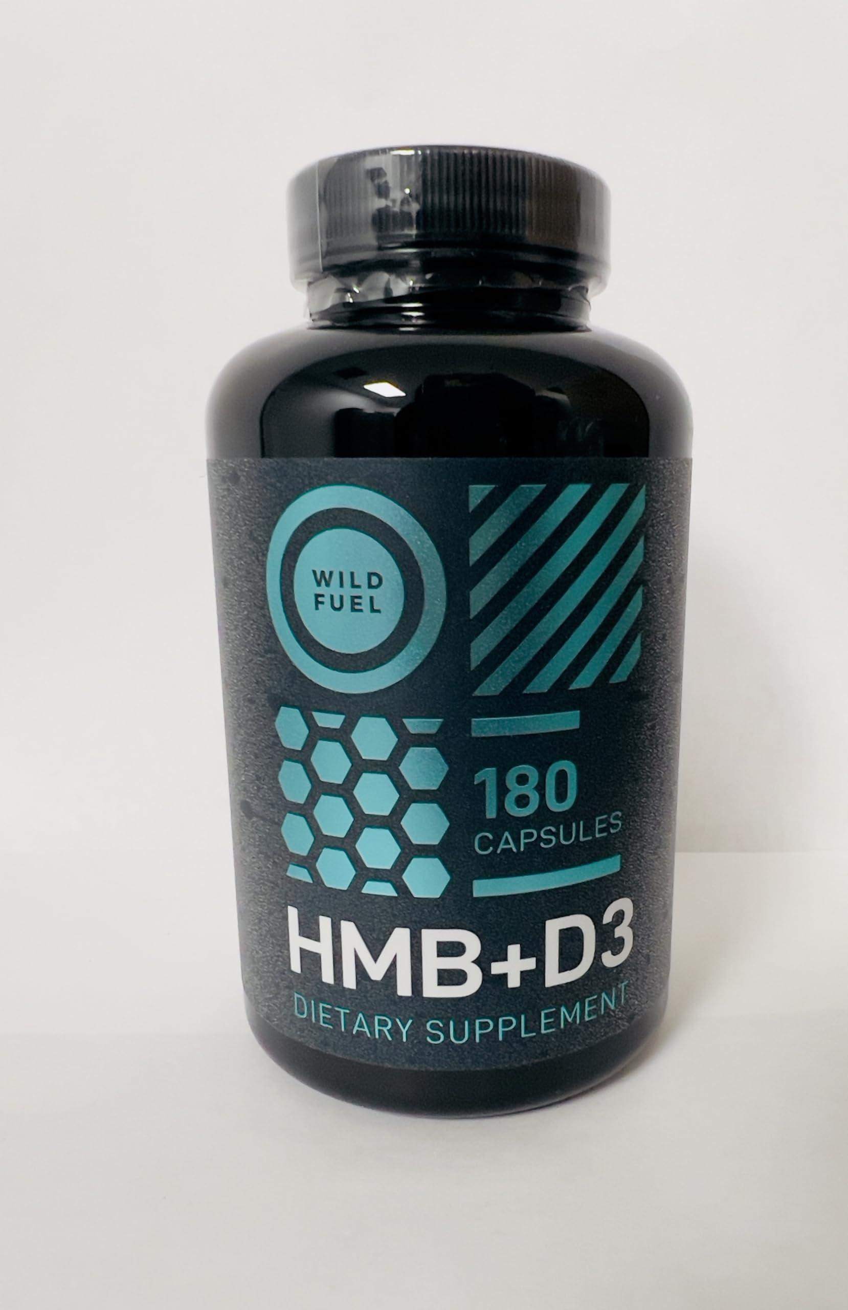 WILD FUEL HMB and Vitamin D3 Supplement Capsules - B-Hydroxy B-Methylbutyrate 1,000 MG HMB Supplements with Vitamin D3 - Muscle Growth, Strength, Performance and After Workout Muscle Recovery - 360 HMB Capsules
