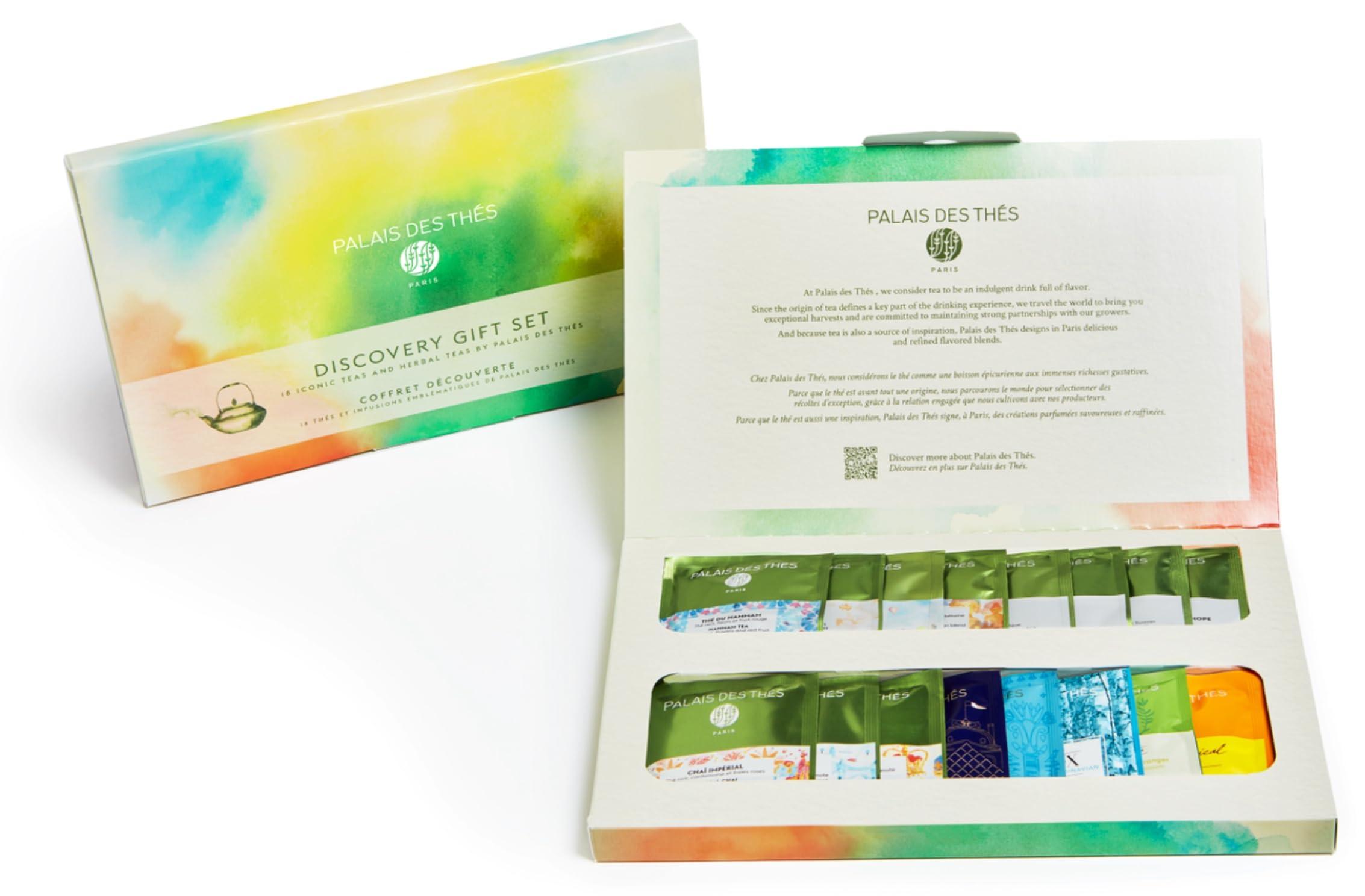 Palais des Ths Palais des Ths - Discovery Gift Set Box with Premium Flavored Teas - Organic Selection of 18 Biodegradable Cotton Tea Bags