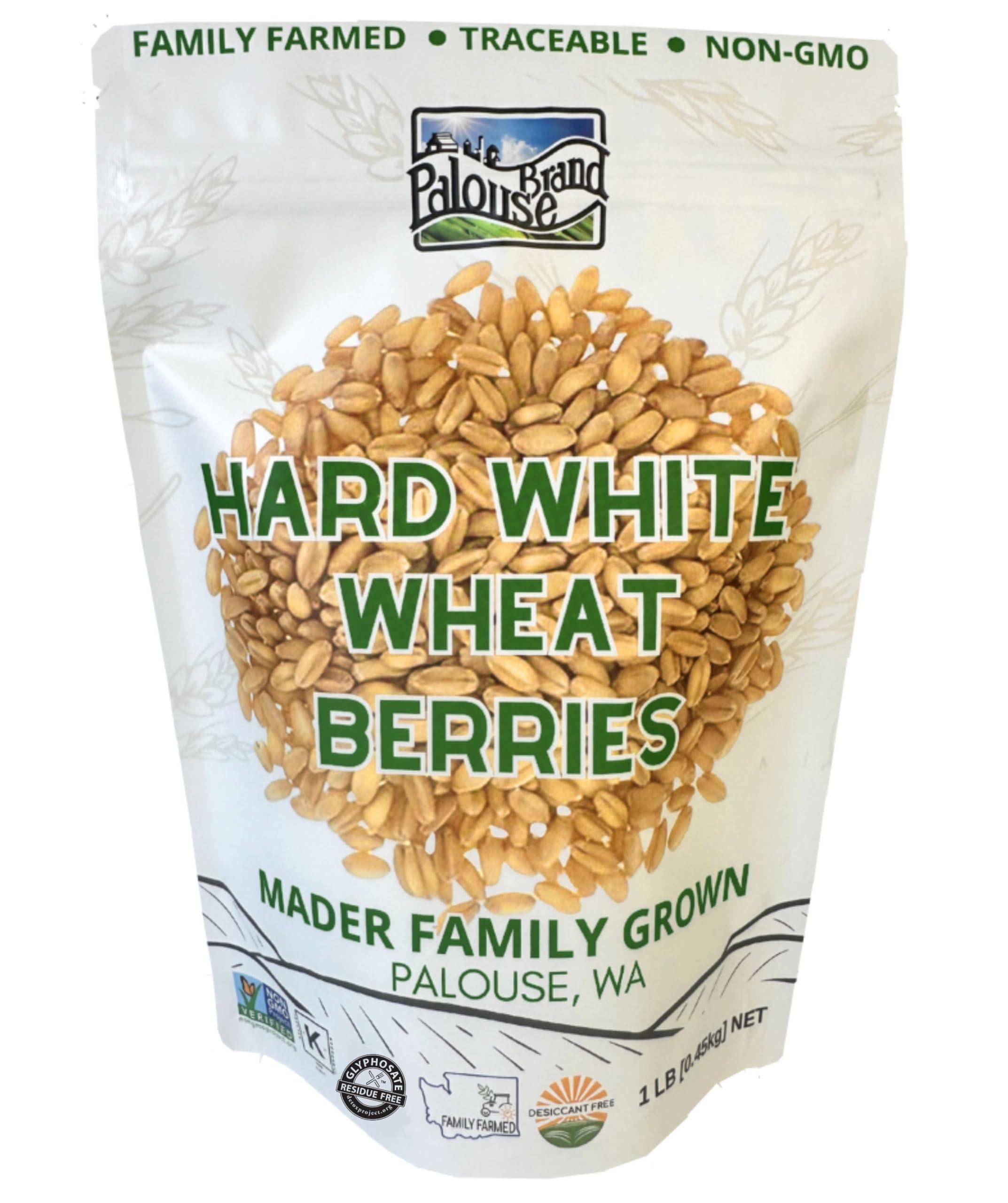 Palouse Brand Certified Glyphosate Residue Free Hard White Wheat Berries | 1 lb Pouch | 100% Non-Irradiated | Kosher Parve | USA Grown | Field Traced