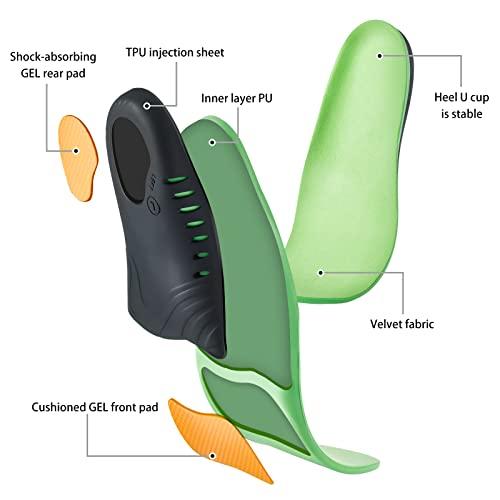 DONQE Arch Support Insoles (220+lbs) Plantar Fasciitis relief Insoles for Flat Feet, Work Boot Insoles, Memory Foam Shoe Inserts for Running and Hiking, Gel Orthotic Insoles for Men & Women