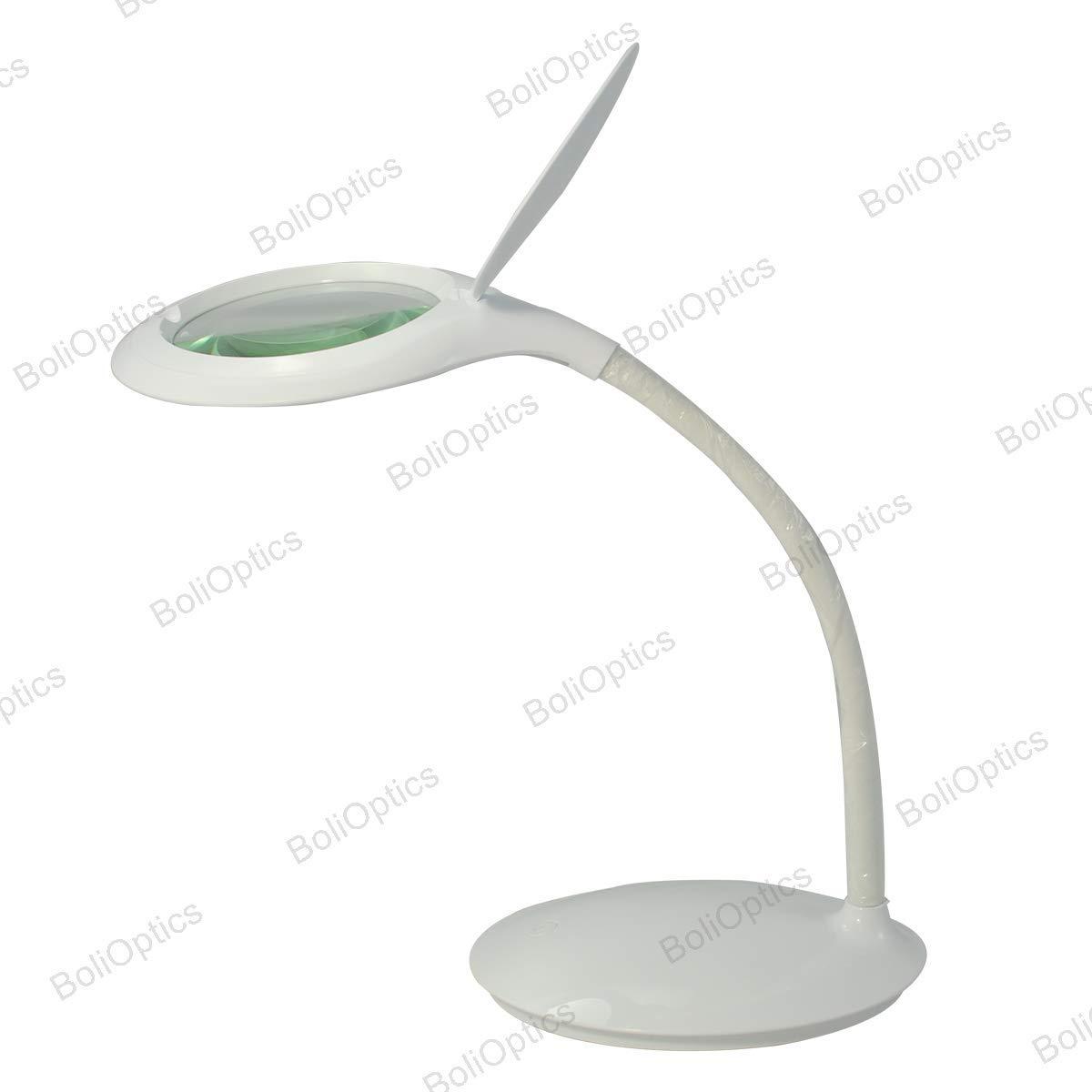 BoliOptics BoliOptics (Glass Lens) Professional LED Magnifying Lamp, Desktop Lamp (5 Diopter, 2.25X Magnification) Flexible Metal Gooseneck, Dimmable, 4 Adjustable Brightness Levels, Daylight Bright MG16201211