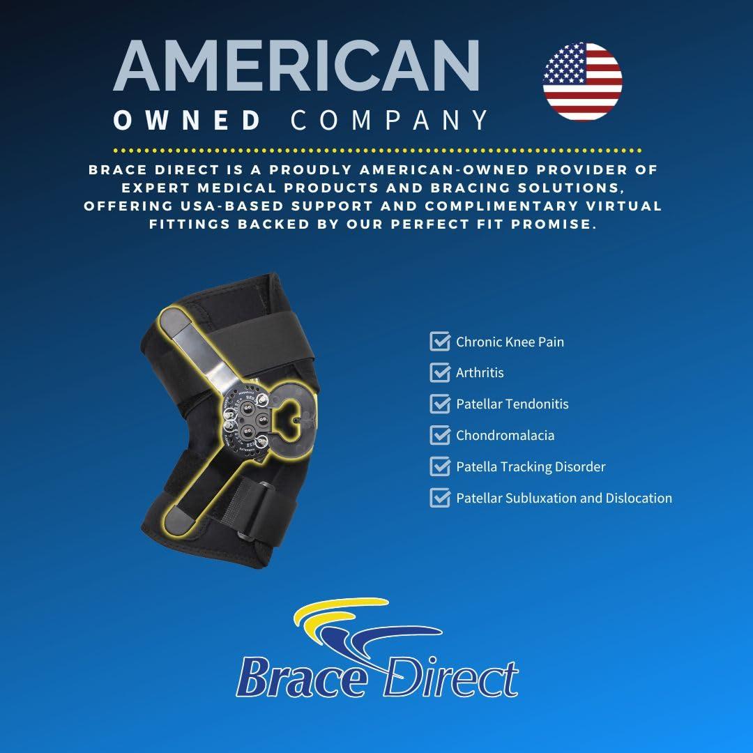 Brace Direct Brace Direct Internal Deluxe Hinged Knee Brace for Knee Pain with Adjustable Compression Wrap & Open Patella -Range of Motion Stabilizer Helps Joint Pain, Meniscus Tears, Arthritis, ACL, PCL & MCL