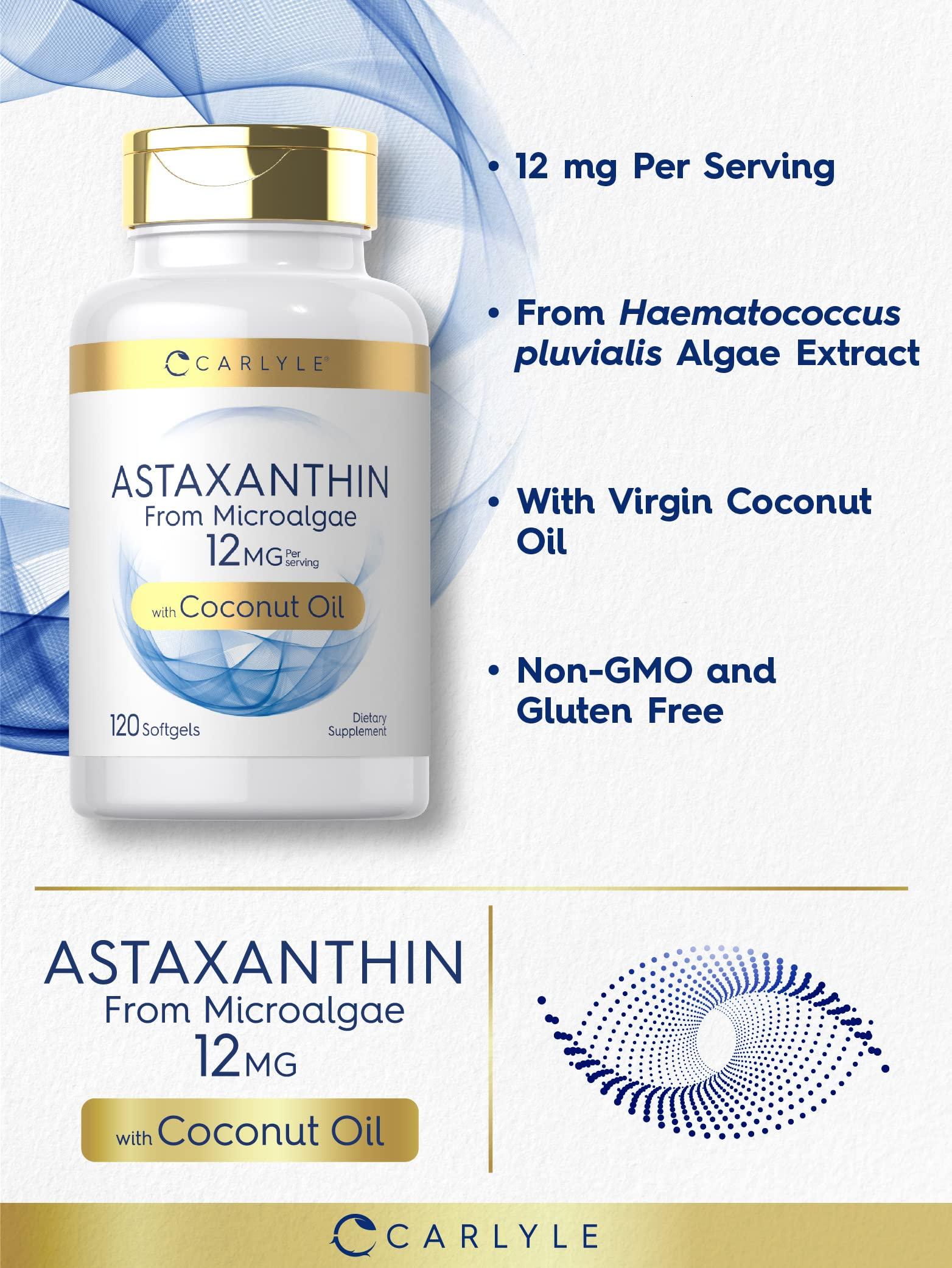 Carlyle Carlyle Astaxanthin 12mg | 120 Softgels | Supplement from Microalgae | with Coconut Oil | Non-GMO & Gluten Free