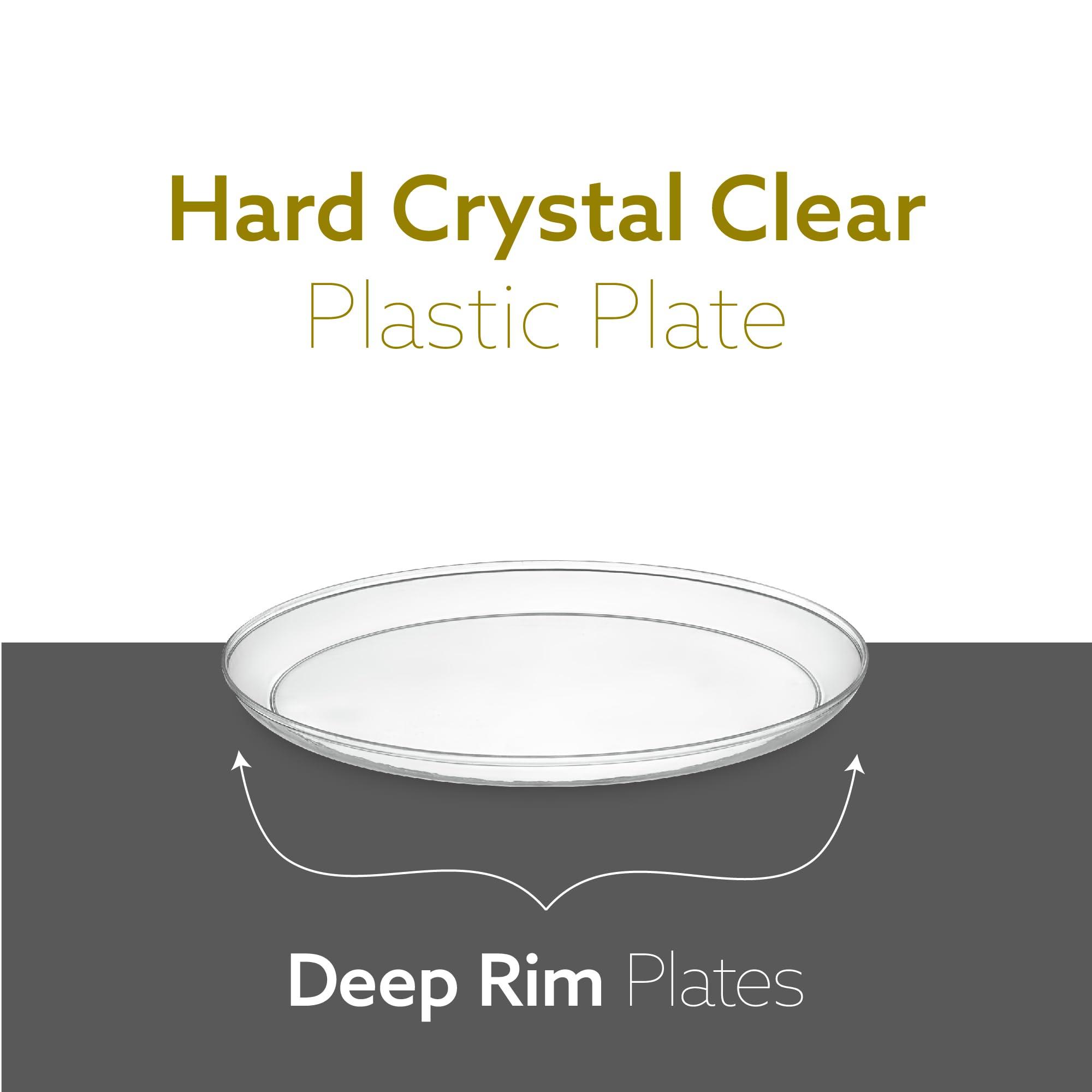 PLASTICPRO PLASTICPRO Plastic Party Plates Edge Collection Premium heavyweight Elegant Disposable Tableware Dishes (Clear, 6.3\'\' INCH PLATES)