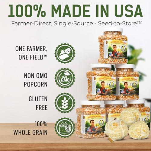 Princeton Popcorn Mushroom Popcorn Kernels for Popping Six-Pack 1lb Tubs Princeton Popcorn Farmer-Direct Non-GMO Gluten Free Popcorn Kernels Mushroom Shaped Popcorn Popping Corn Air Popper and Stovetop 6-pack 96 oz