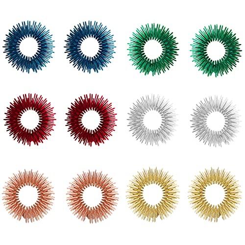 BLMHTWO BLMHTWO 12 Pack Acupressure Rings Stress Relief Rings Spike Ring Fidget Ring Sensory Rings Acupressure Massage Rings Trichotillomania Spiky Sensory Finger Rings Acupressure Ring for Men Women Adults