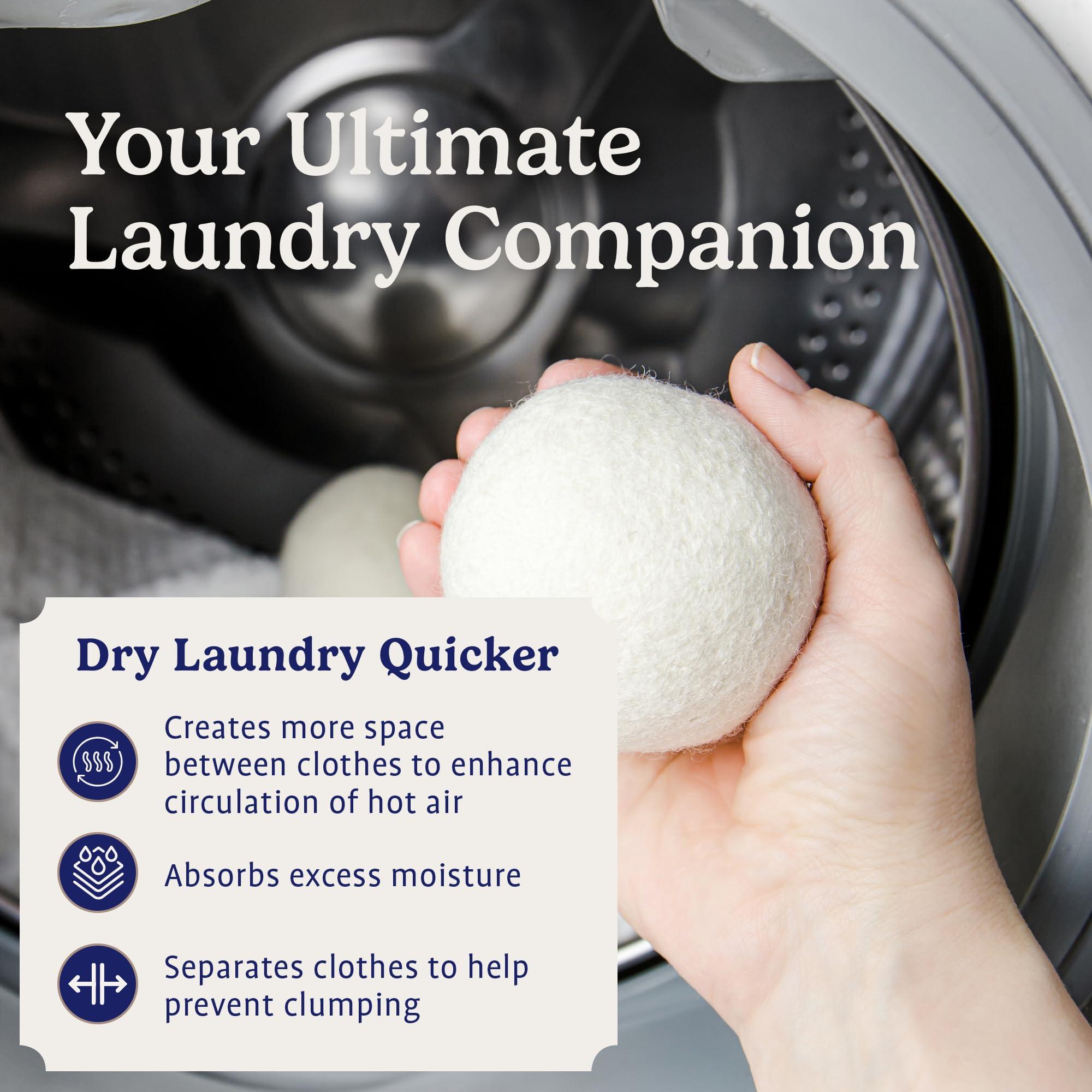 Handy Laundry Handy Laundry Wool Dryer Balls - Natural Fabric Softener, Reusable, Reduces Clothing Wrinkles and Saves Drying Time, Better Alternative to Plastic Balls and Liquid Softener (Pack of 12)