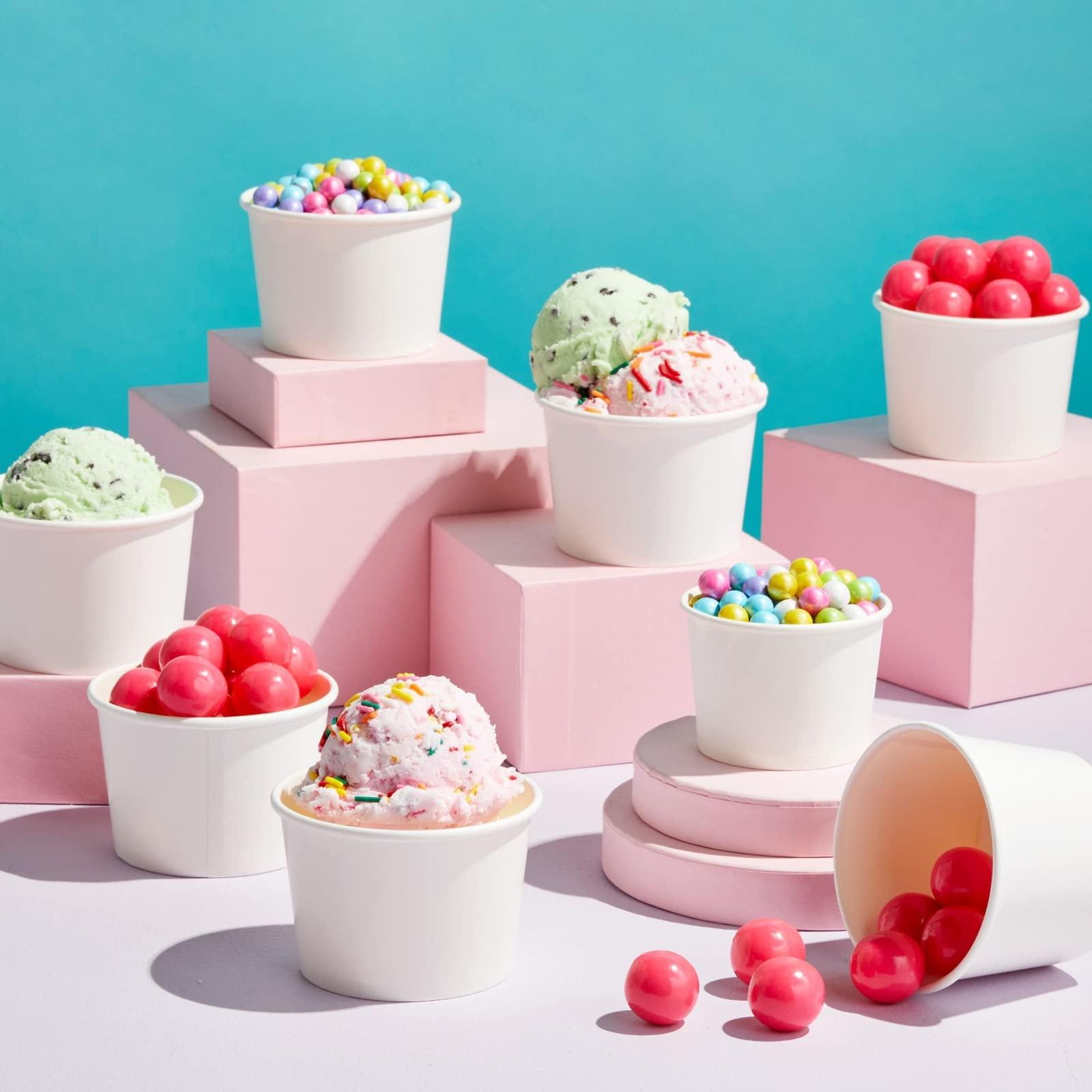 Stockroom Plus Stockroom Plus 200-Pack Paper Ice Cream Cups - Bulk 8 oz - Disposable Ice Cream Bowls Bulk or Parties - White Ice Cream Cups Disposable