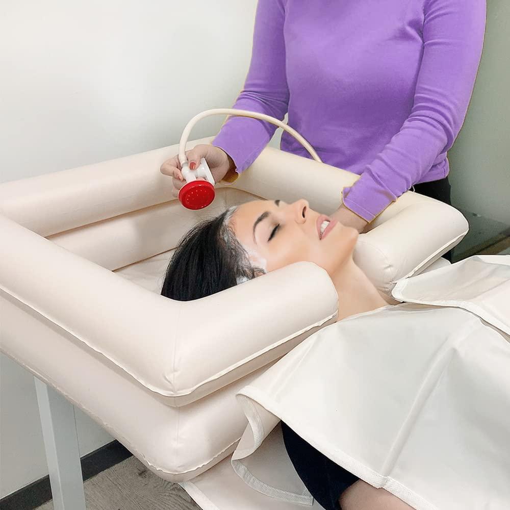 GBH-MED GBH-MED Bedside Inflatable Shampoo Basin Set - Bedridden Hair Washing Bowl System, Hair Shower Bed Bath Supplies for Patient, Disabled, Elderly (Set of 5)