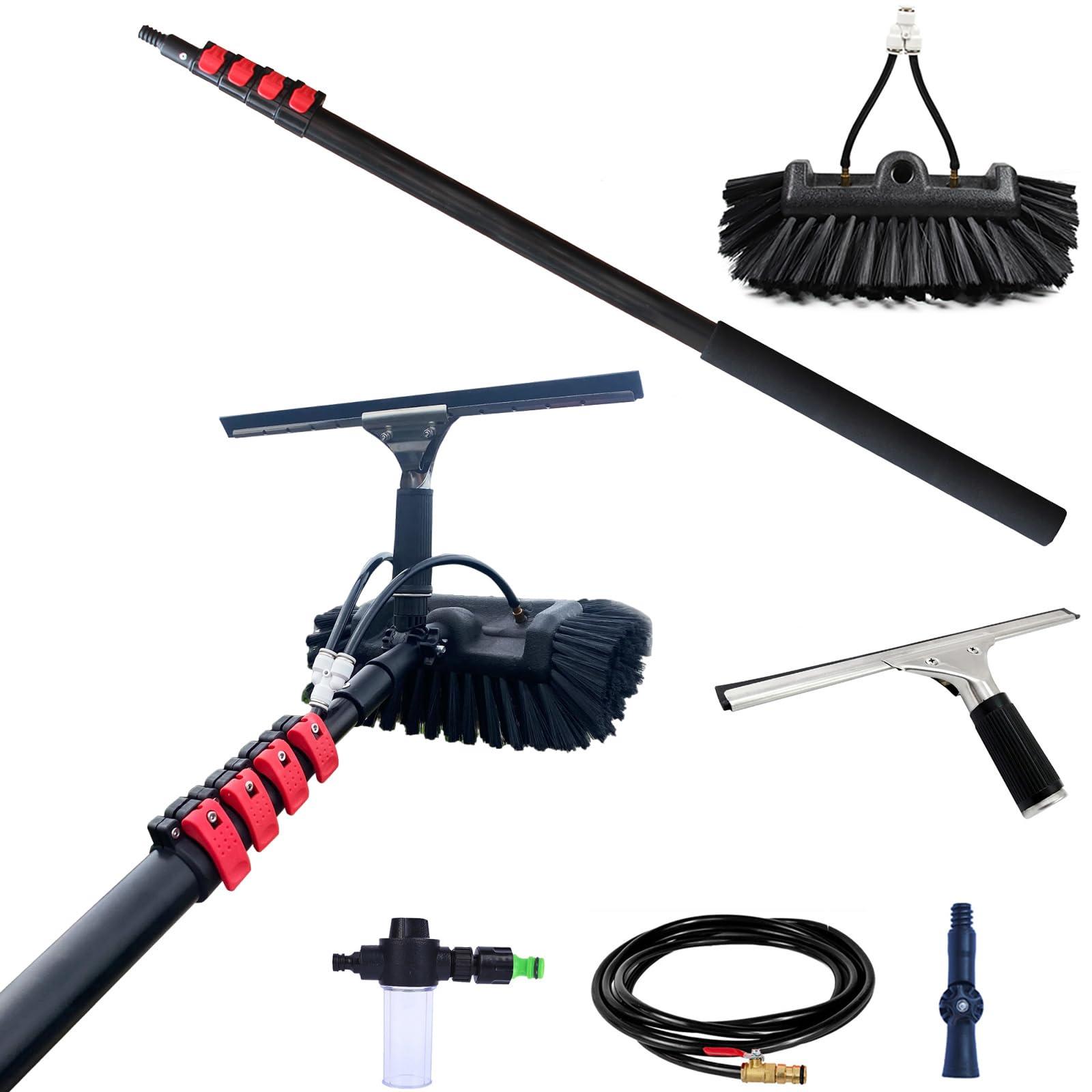 Generic 3.6m - 6m Washing Kit: Water-fed Brush, Soap Dispenser, Window Cleaning Pole, Water Fed Telescopic Brush, Window Cleaner Equipment (55cm Brush Head,6M)