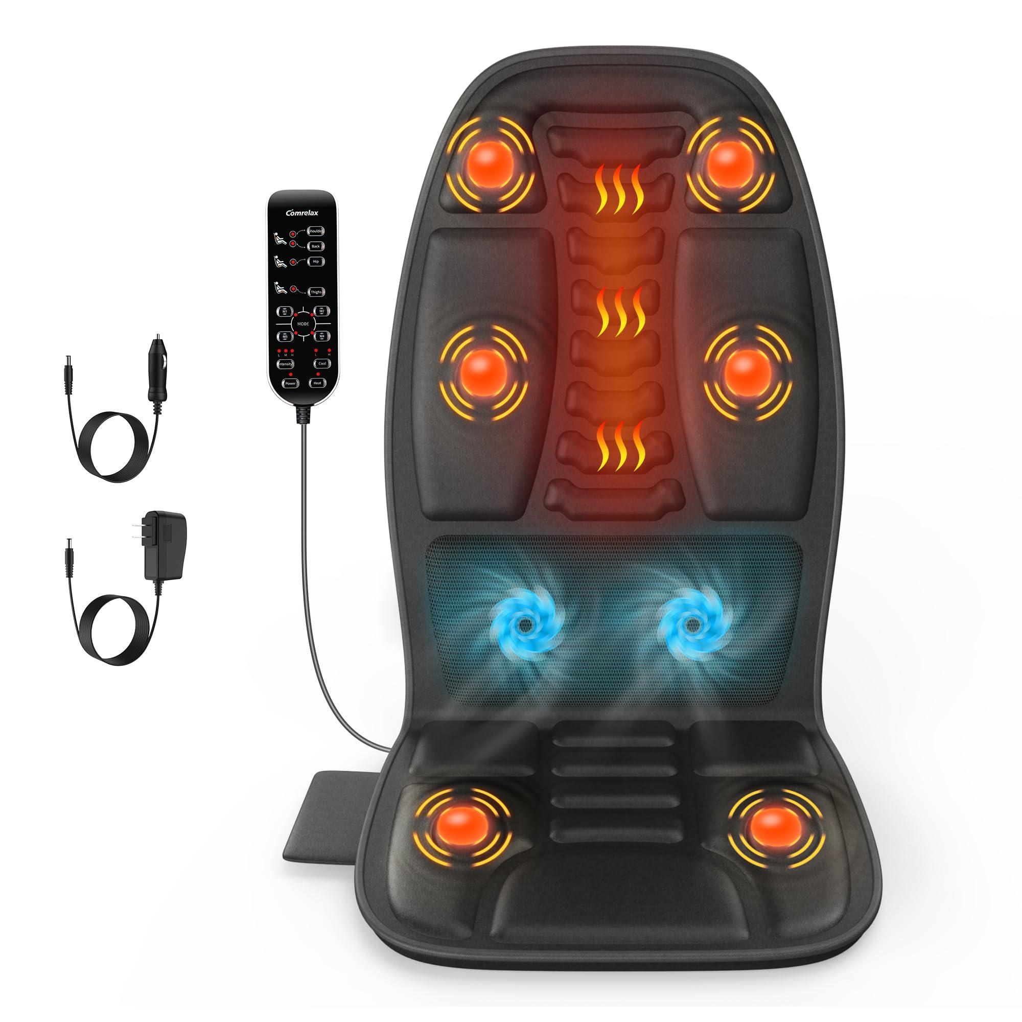 comrelax comrelax Massage Seat Cushion with Heat, Back Massager for Chair, Chair Massager for Full Body Massage, Deep Tissue Vibration Massager with 2 Adapters, Gifts for Dad Mom