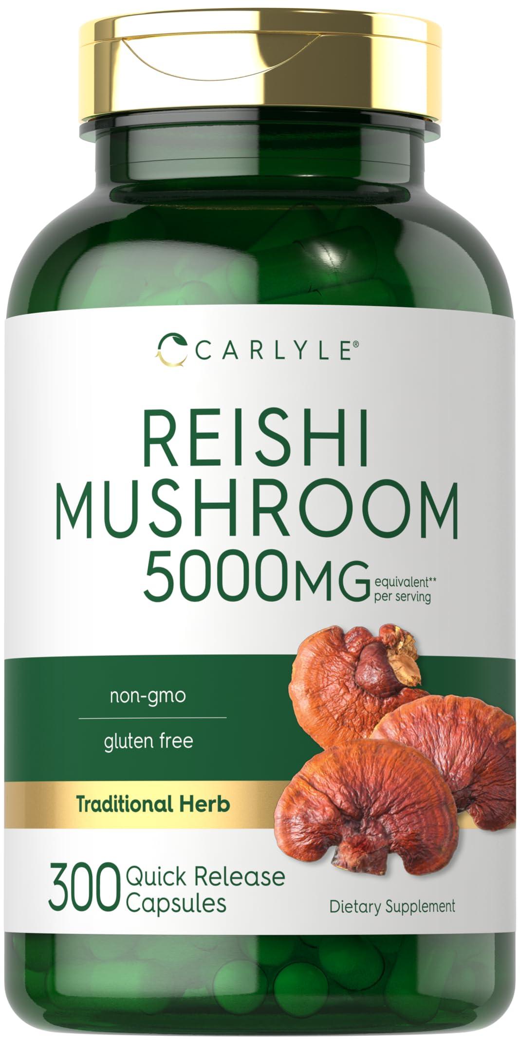 Carlyle Carlyle Reishi Mushroom Supplement 2500mg | 300 Capsules | Non-GMO, Gluten Free Reishi Mushroom Extract