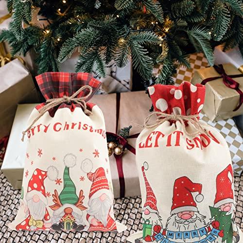 Gadpiparty Gadpiparty 2pcs Cartoon Bag Jewelry Bags Chrismas Bags Prensents Bag for Xmas Christmas Santa Pouches Burlap Bag Xmas Party Favor Bag Linen Sack Drawstring