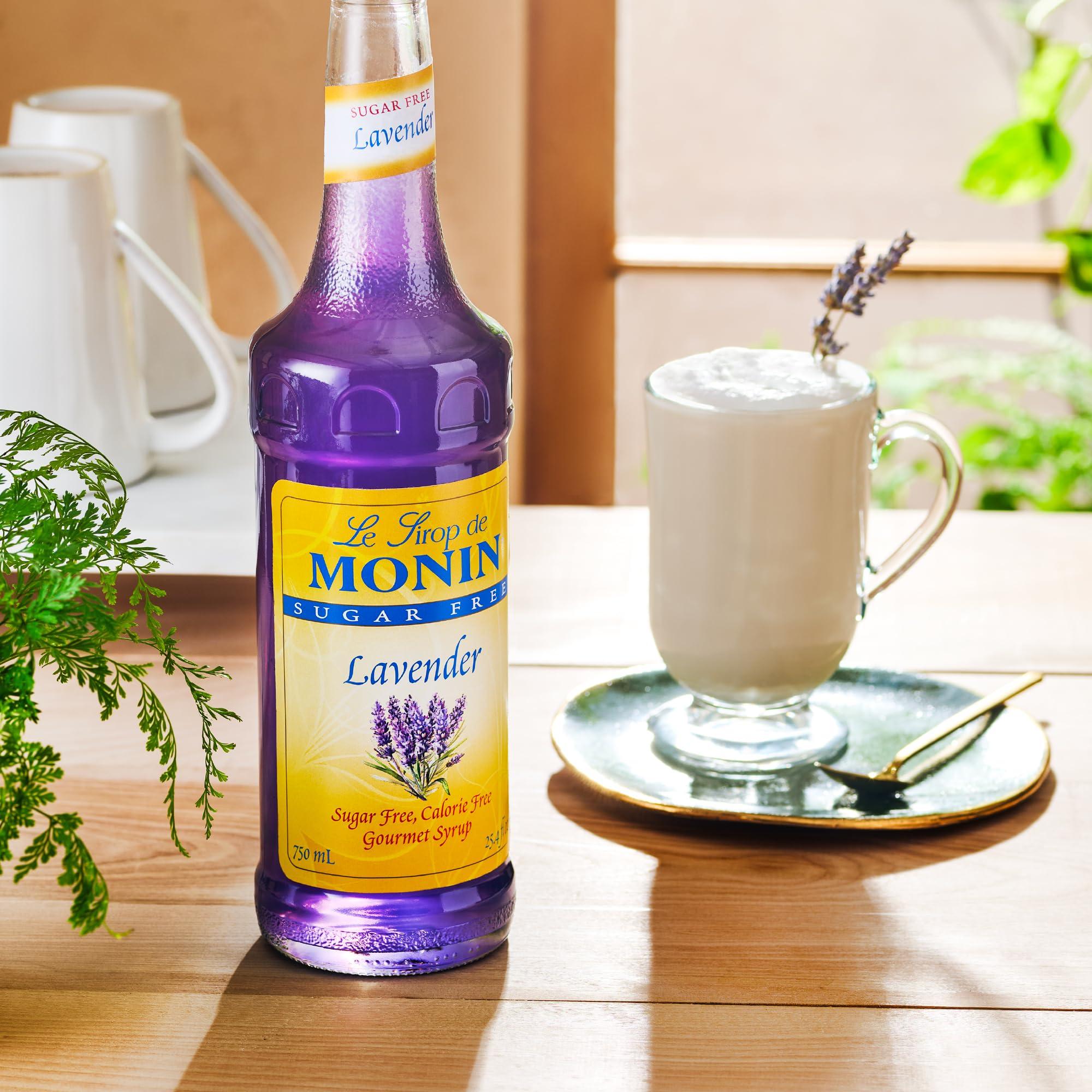 Monin Monin - Sugar Free Lavender Syrup, Aromatic and Floral, Natural Flavors, Great for Cocktails, Lemonades, and Sodas, Non-GMO, Gluten Free (Plastic, 1 Liter)