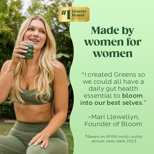 Bloom Nutrition Bloom Nutrition Superfood Greens Powder, Digestive Enzymes with Probiotics and Prebiotics, Gut Health, Bloating Relief for Women, Chlorella, Green Juice Mix with Beet Root Powder, 30 SVG, Coconut