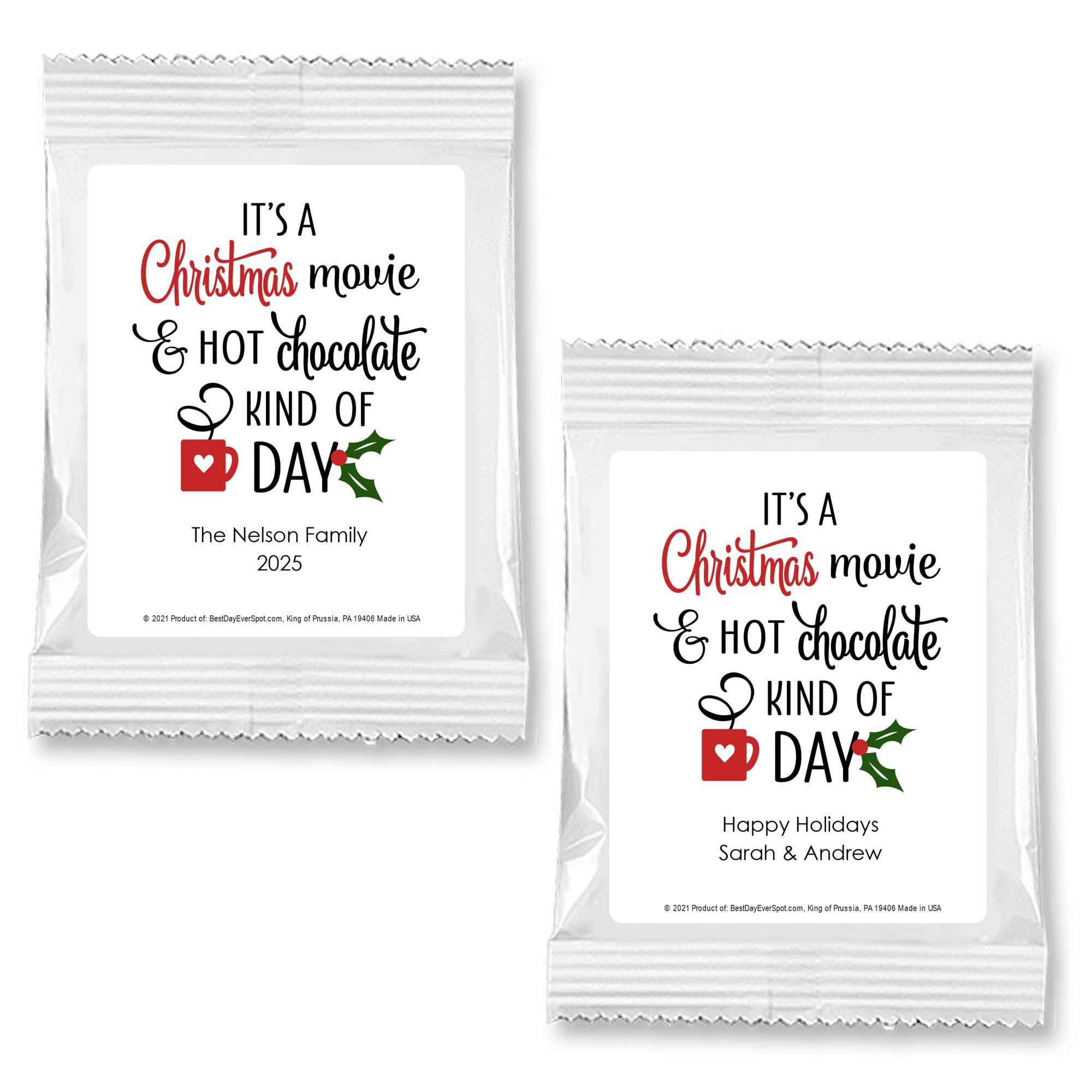 Best Day Ever Spot Christmas Hot Chocolate, Hot Chocolate Bar, Personalized Cocoa Favors, Holiday Hot Chocolate, Christmas Movie Kind of Day (Set of 24)