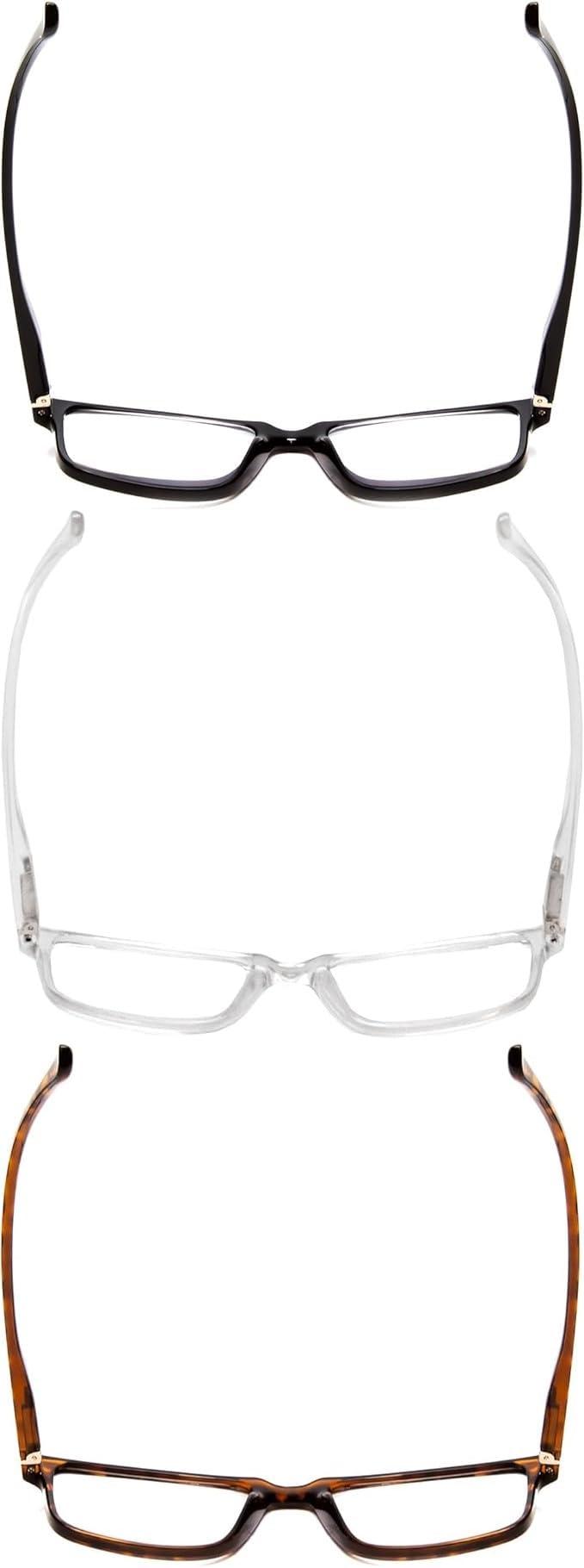 Calabria Calabria L2007 Reading Glasses +3.50 Black/Clear Crystal/Tortoise 3 Pack Variety Men Women Readers Stylish Trendy Eyeglasses