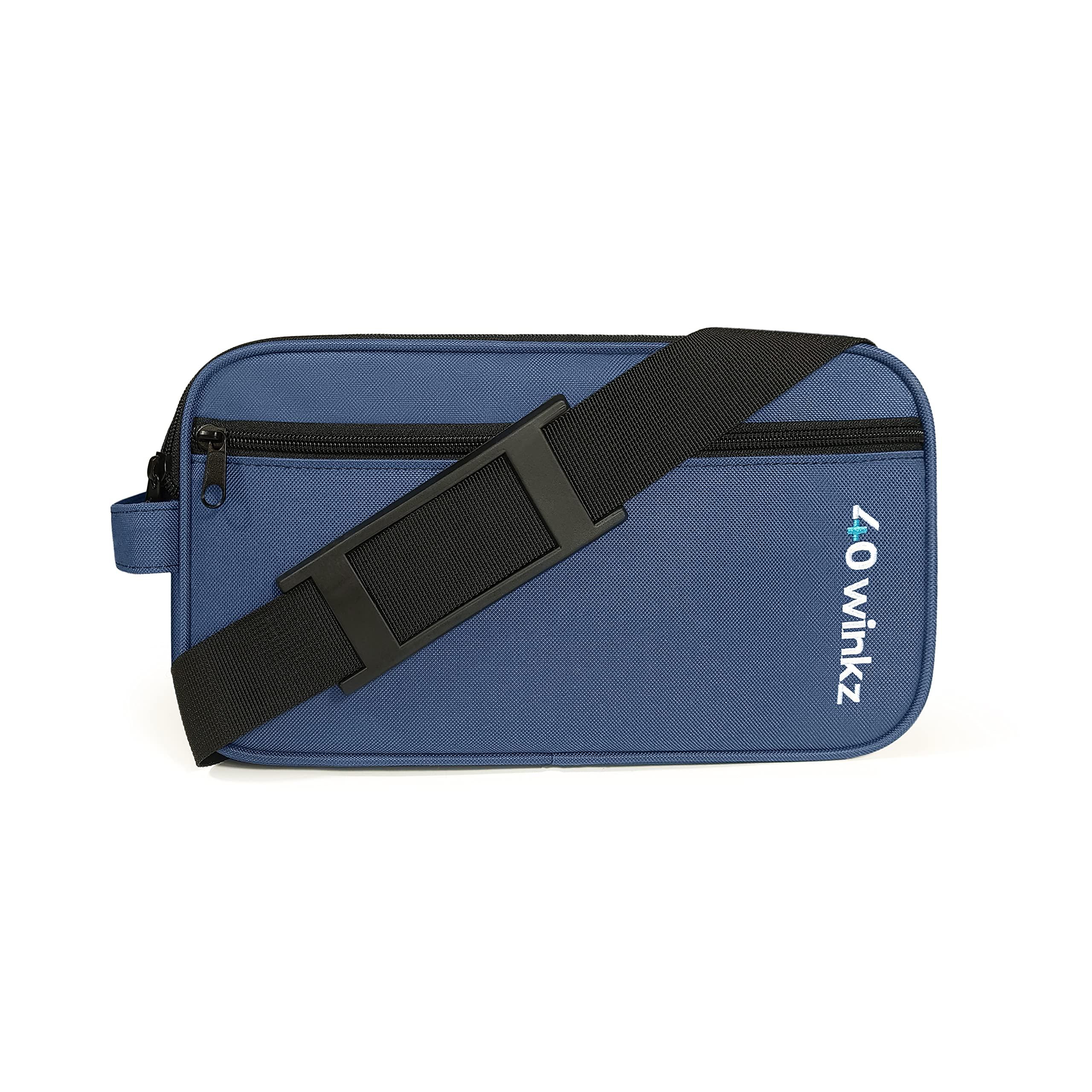 40Winkz 40Winkz Travel Carrying Bag compatible with ResMed AirMini, Portable CPAP Equipment Bag and Supplies Storage Bag with Shoulder Strap, Organizer Carrying Case with Luggage Strap (Navy)