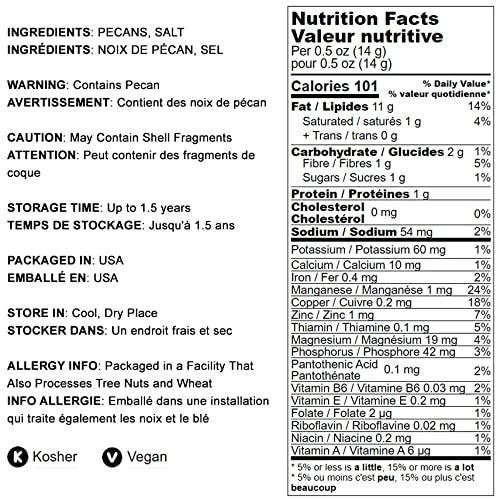 Food to Live Food to Live Dry Roasted Pecan Halves with Himalayan Salt, 8 Oz Oven Roasted Lightly Salted Nuts, No Oil Added, Vegan Snack, Kosher, Keto. Good Source of Protein and Fiber. Great for Salads