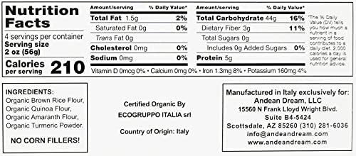 Andean Dream Andean Dream Organic Turmeric Spaghetti Pasta (12 Pack)