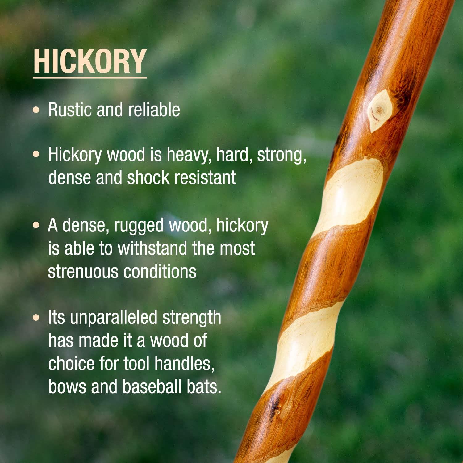Brazos Brazos Rustic Wood Walking Cane, Twisted Hickory, Traditional Style Handle, for Men & Women, Made in the USA, 37"