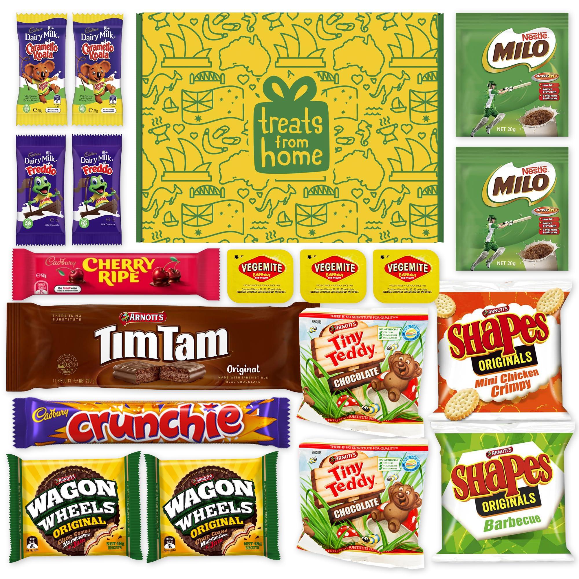 Happy Tucker Authentic Australian Snack Gift Box - Tim Tams, Cadbury, Cherry Ripe - Australian Food and Candy - Perfect Australian Gift