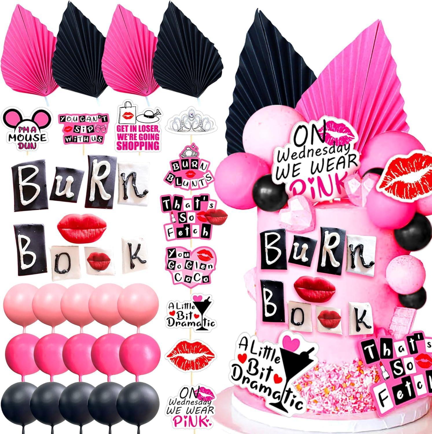 LaVenty LaVenty Mean Girl Cake Topper Mean Girl Birthday Party Decoration Cupcake Toppers for Wedding Bridal Shower Bachelorette Theme Girls Party Cake Decorations Supplies