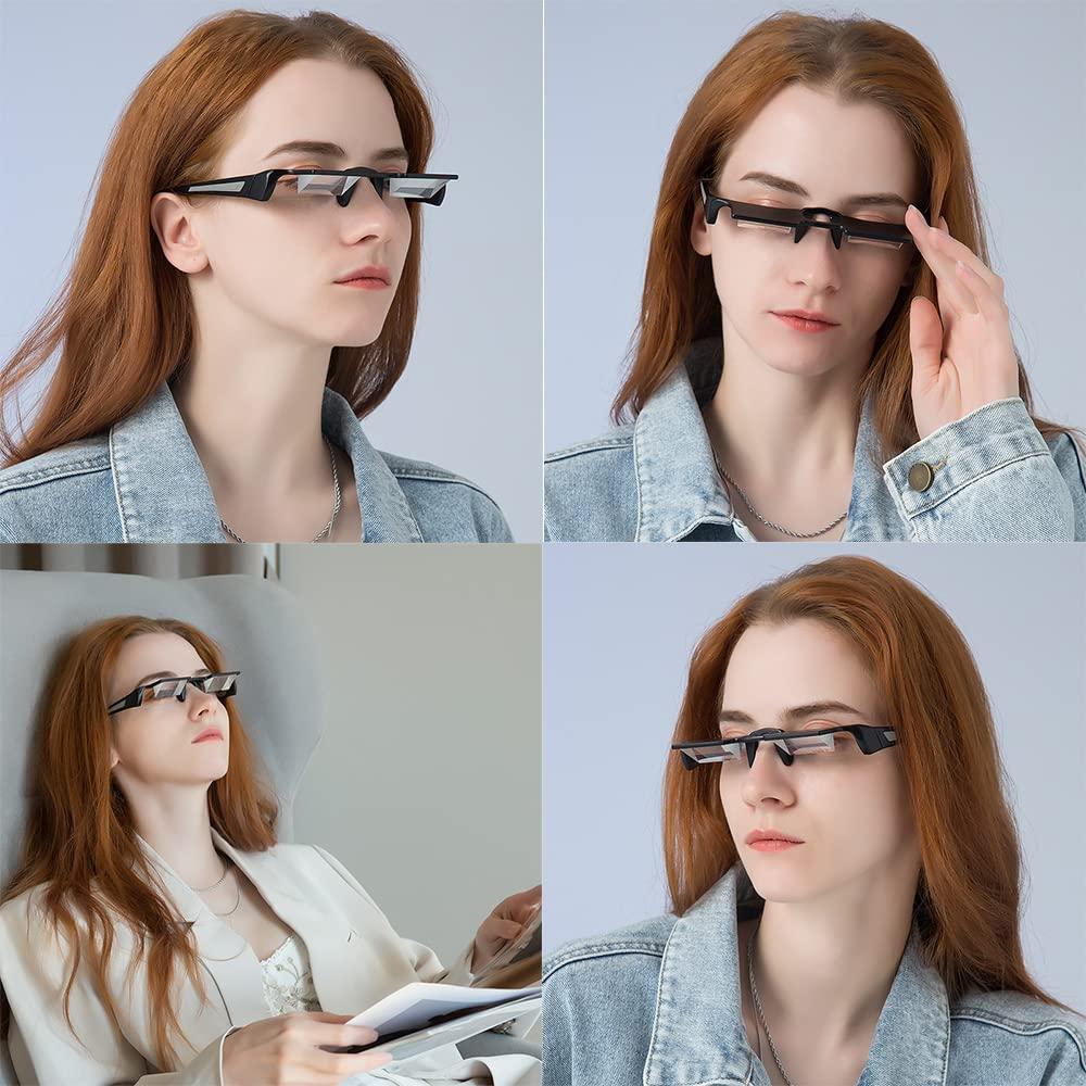 reiliva reiliva Prism Glasses Lazy Glasses Horizontal Position Glasses for lying down 90 Degree Glasses for Laying Down Reading and Watching TV
