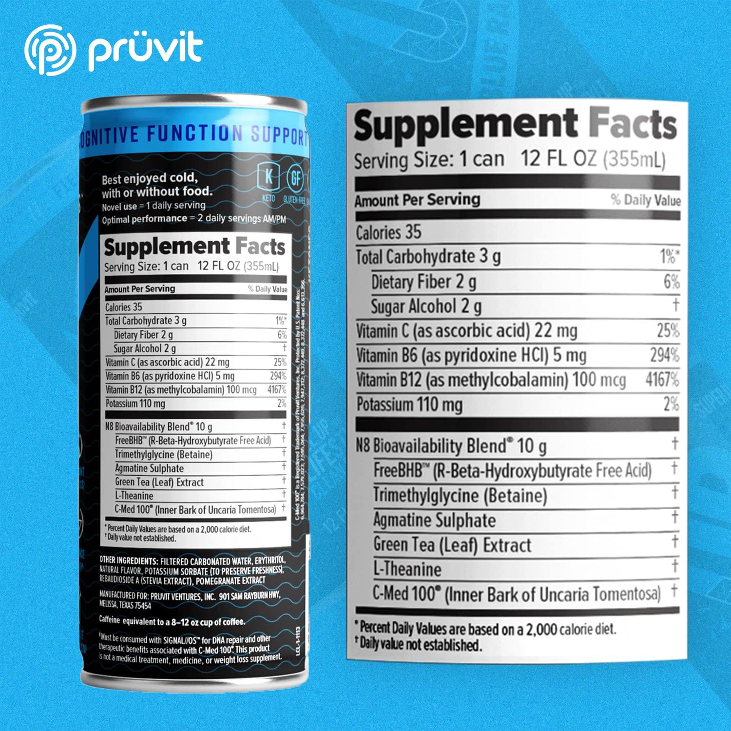 PRVIT The Blue Razz Keto//Up Drink Ready-to-Drink Ketones for Focus for Men and Women - 12 pack