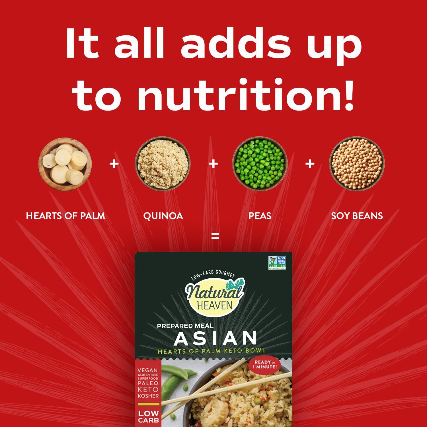 Natural Heaven Natural Heaven Hearts of Palm Asian Keto Food Bowl 6-Pack Prepared Meals, Ready in 60 Seconds, 9 Oz Ea