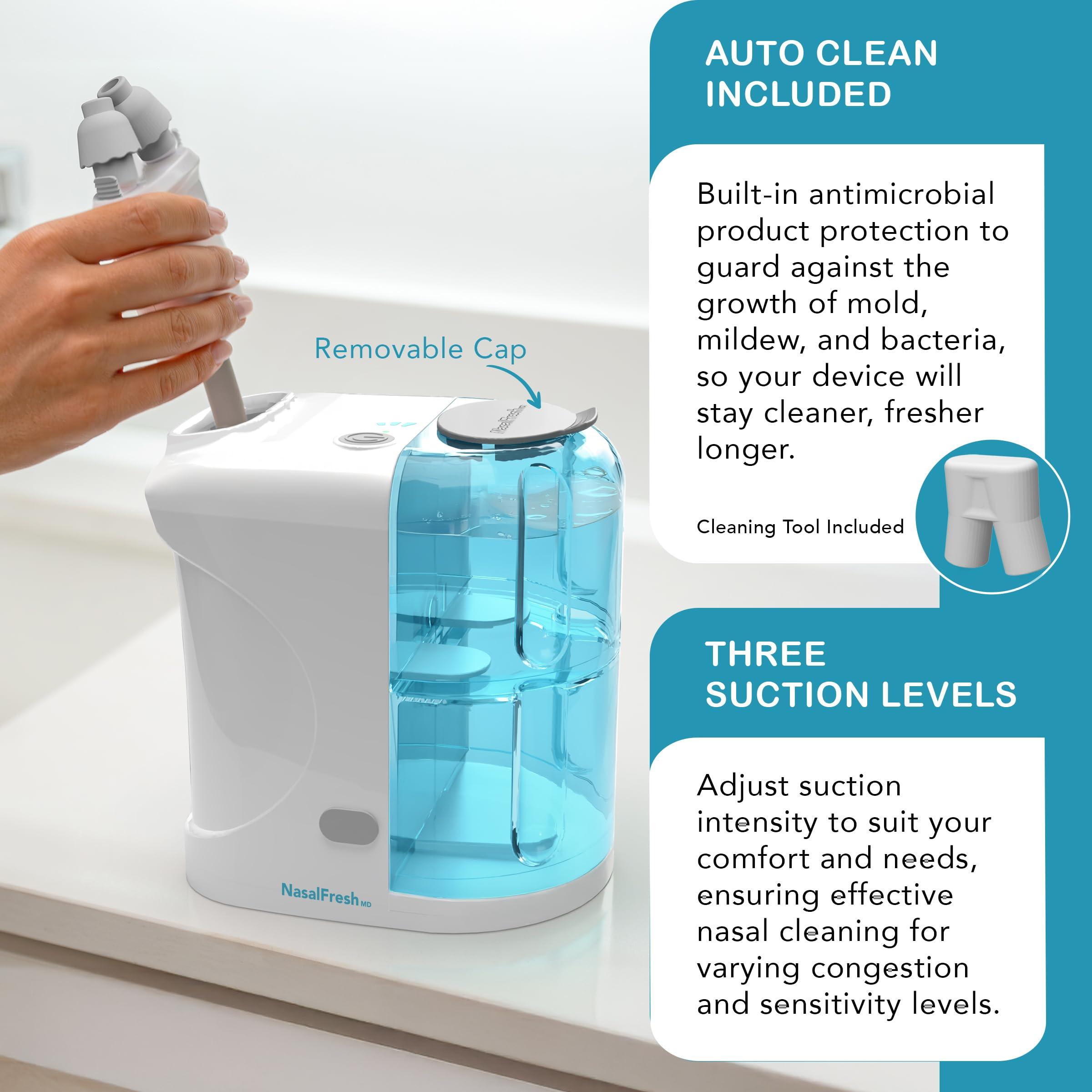 SPA SCIENCES NASALFRESH MD - Dual Powered Nasal Irrigation System Nasal Rinse and Wash - Sinus Decongestant Relief System w/ 30 Saline Packets - Rechargeable - Snoring Remedy