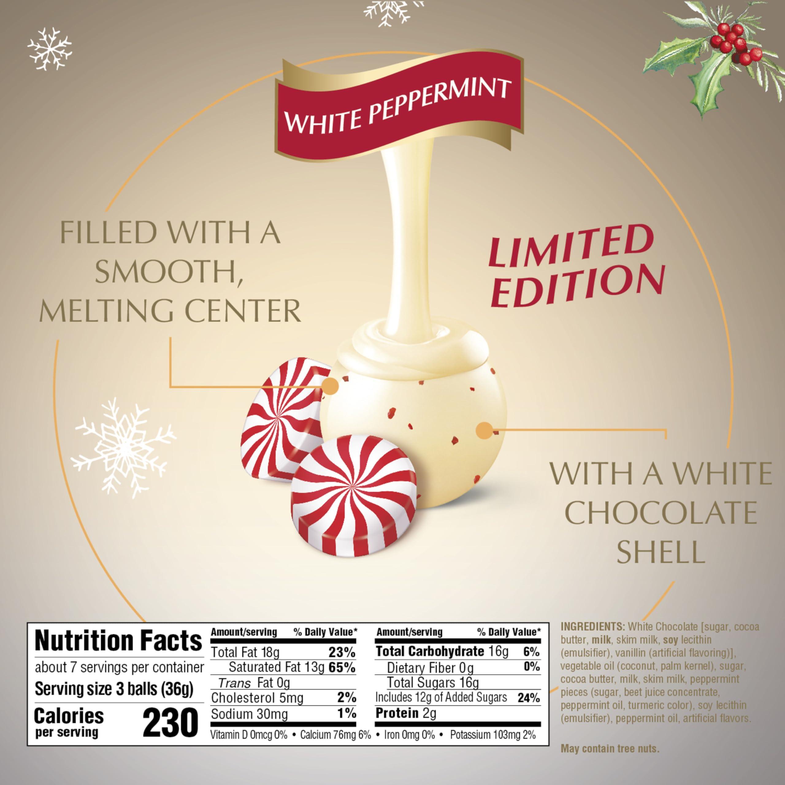 Lindt Lindt LINDOR White Chocolate Peppermint Truffles, White Chocolate Candy with Smooth Peppermint Truffle Center, 8.5 oz. Bag