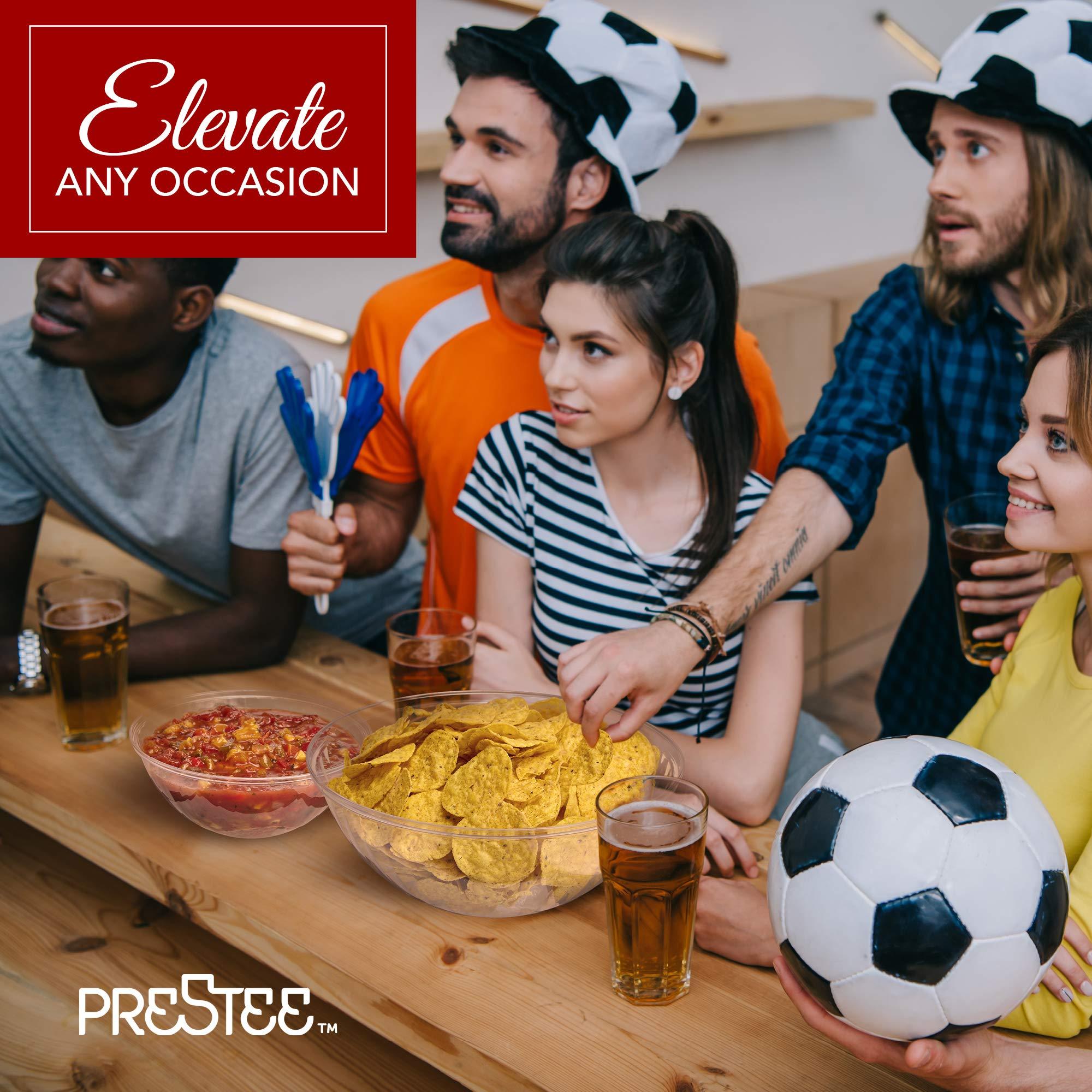 Prestee Prestee Clear Plastic Serving Bowls, 96 Oz. 6 Pack - Round Disposable Large Plastic Bowl, Punch, Party, Chip Bowl Containers - for Candy, Salads, Parties, & Serving Food - Salad Bowl Dish for Eating