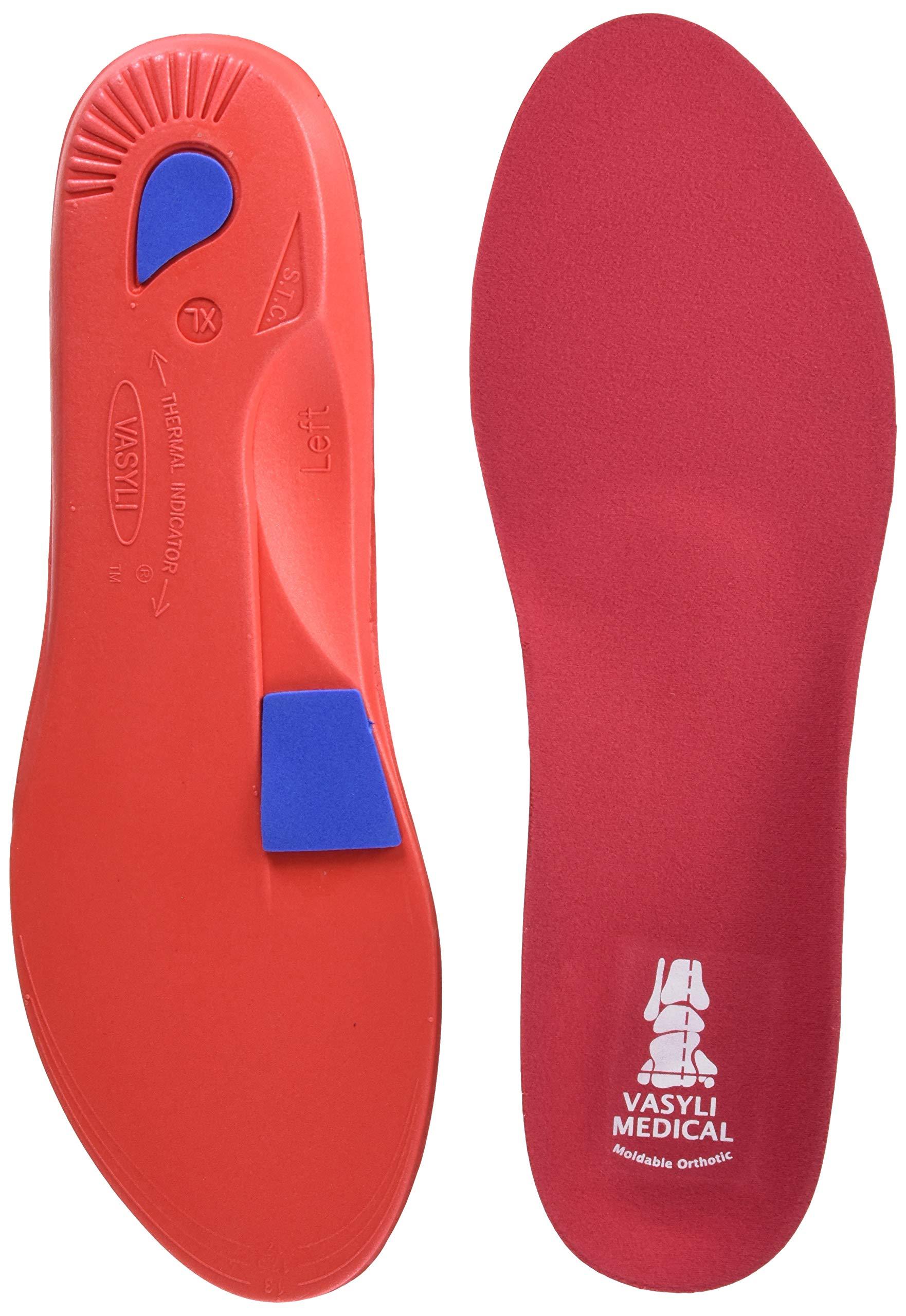 Vasyli Vasyli Custom Full Length Insoles, Red, X-Large, Heel Grid Reduces Slippage, Firm Density, Biomechanical Control, Fast & Effective Pain Relief, Treats Pronation, Built-in Rearfoot Varus Angle -41