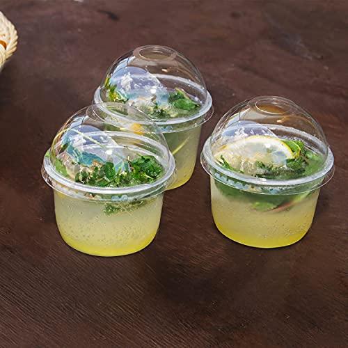 Coobbar Dessert Cups with Dome Lids,50 Pack Dessert Cups with Lids Plastic Dessert Cups, Disposable Party Cups Disposable Snack Bowls for Ice Cream, Cake, Fruit, Parfait, Pudding and Jello Shot (10 OZ)