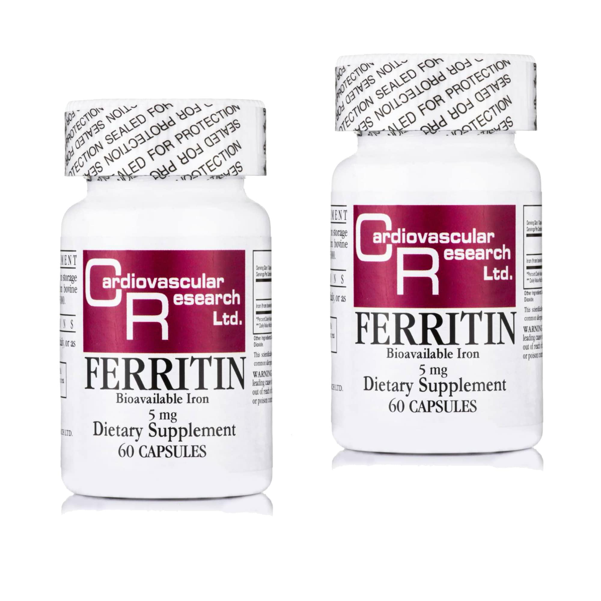 Cardiovascular Research Cardiovascular Research Ferritin Iron Supplement for Women and Men 5 mg 120 Capsules - 2 Pack Saver