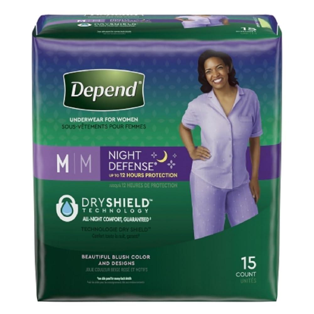 Depend Depend Night Defense Incontinence Overnight Underwear for Women, M, 15 Count