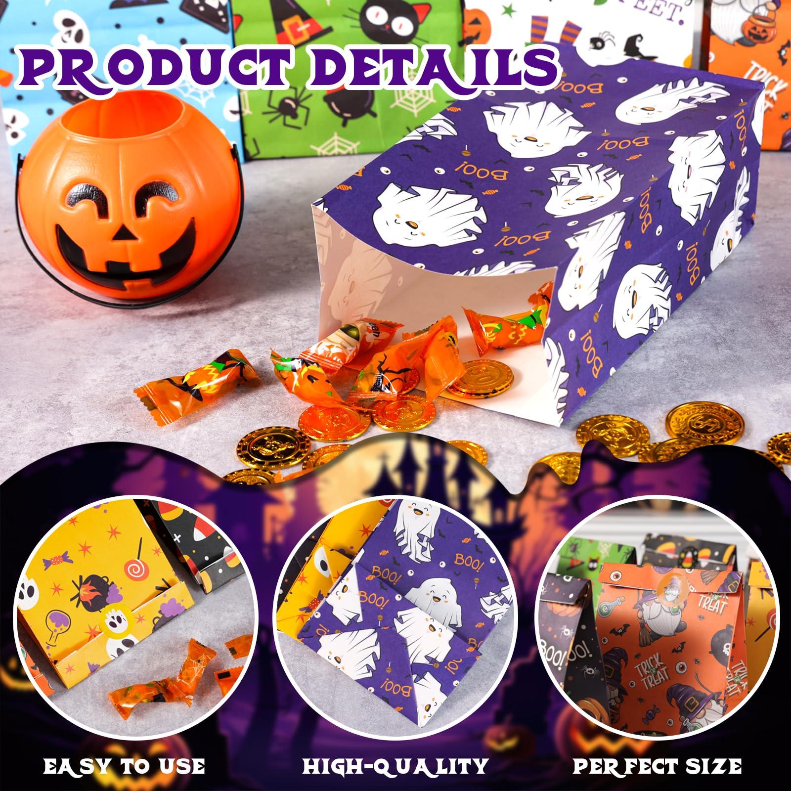 Elunpoe Elunpoe 32pcs Halloween Treat Bags Goodie Bags, Candy Bags for Trick or Treat, Perfect Halloween Party Favor Paper Bags for Snacks, Gift Bags, and Party Supplies