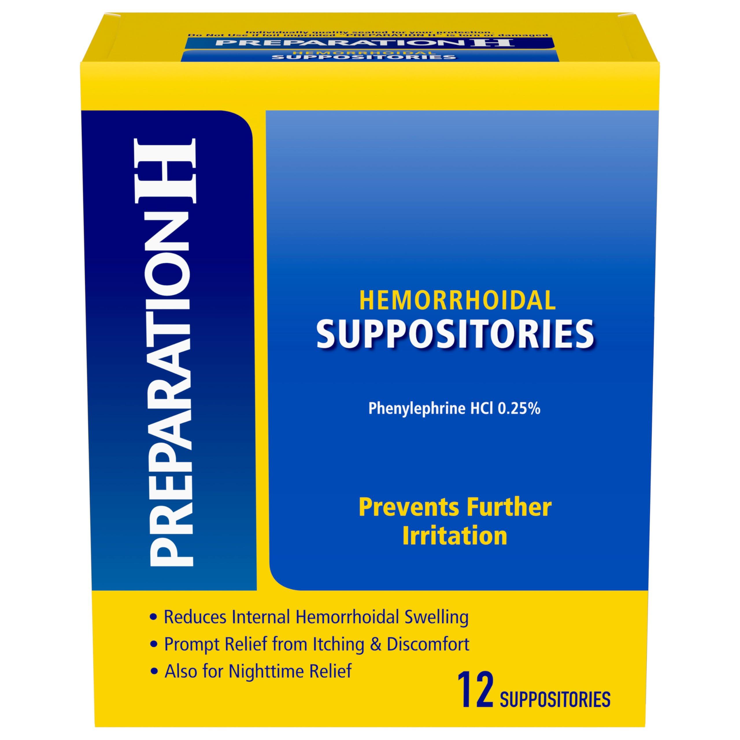 Preparation H Preparation H Hemorrhoid Suppositories For Itching And Discomfort Relief - 12 Count (Pack of 1)