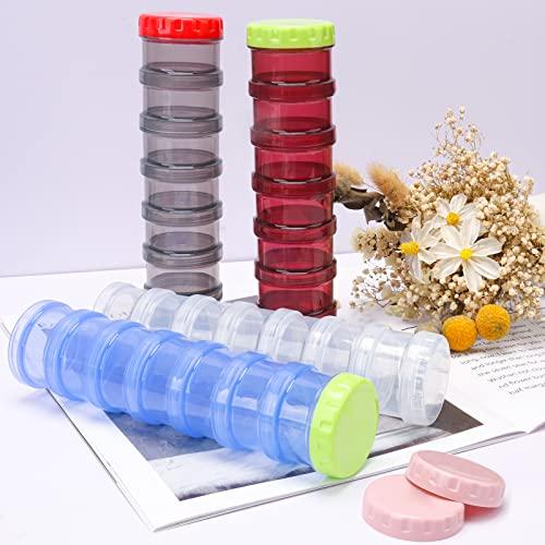 Zwish 7 Day Pill Organizer Case Stackable Weekly Supplements Vitamins Pills Holder Dispenser Large Translucent Black with Extra Lid